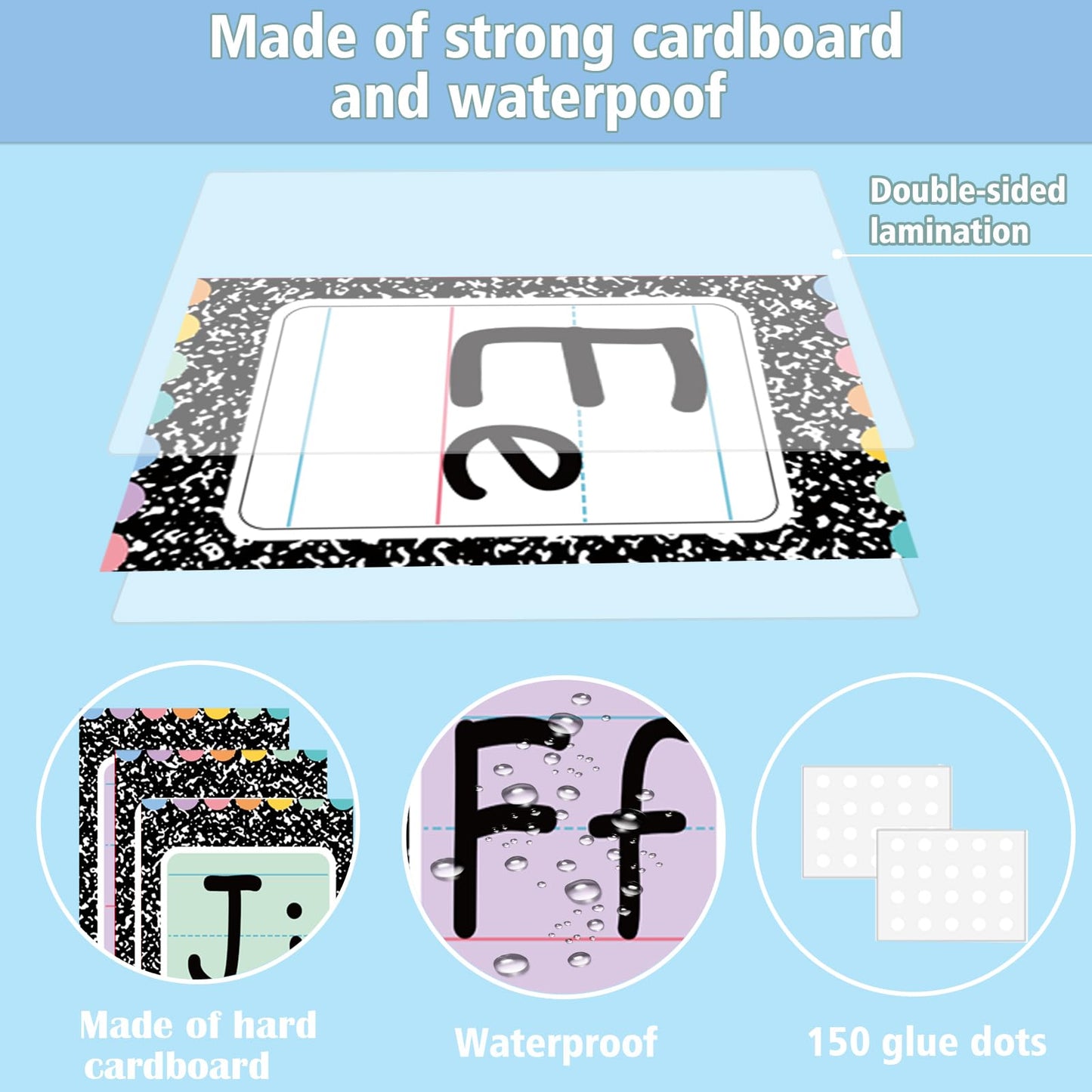 Adduster Bulletin Board Alphabet - ABC Alphabet Poster Classroom Decorating Set Preschool English Poster Kindergarten Elementary Classroom Wall Decor Daycare Homeschool Supplies