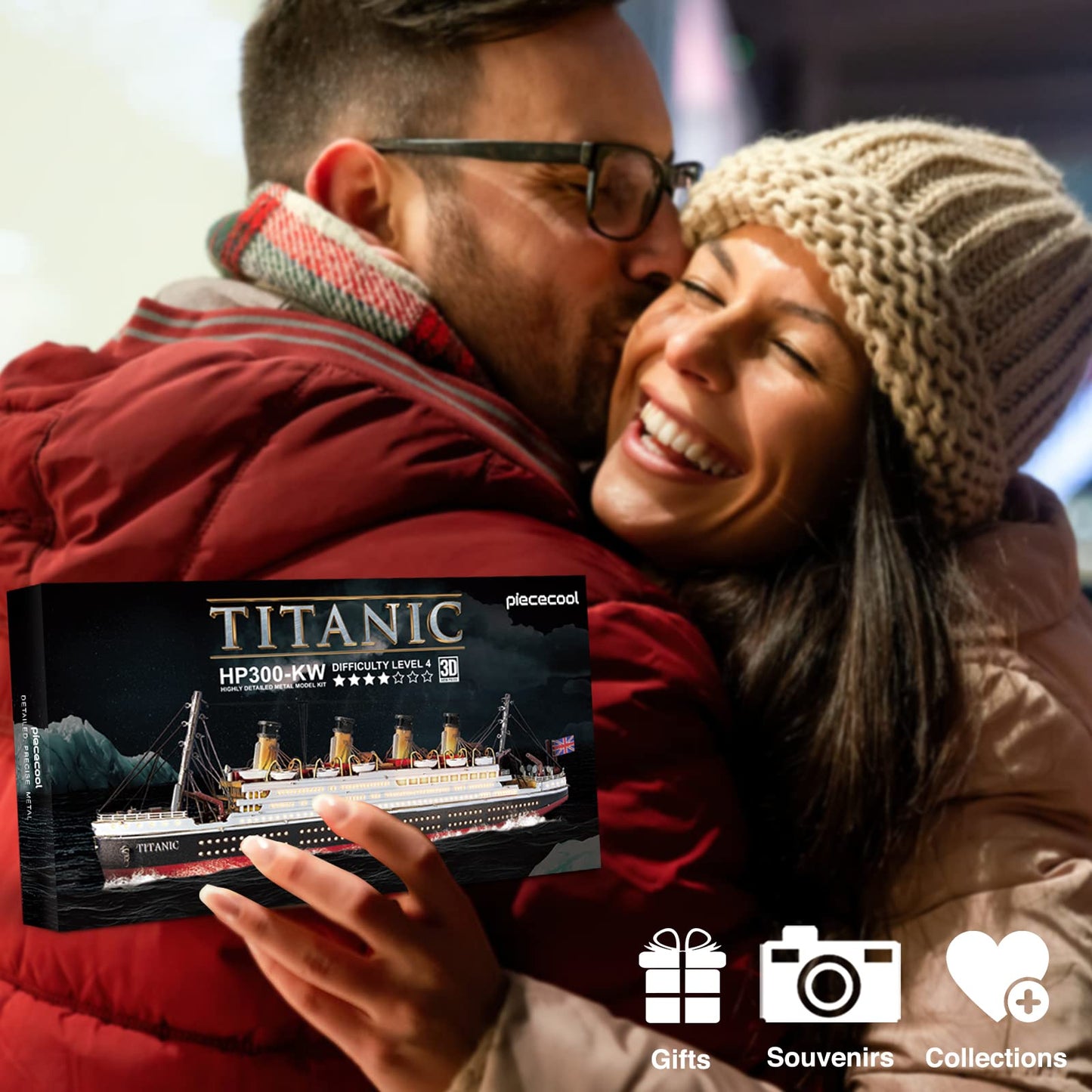 Piececool 3D Puzzles for Adults, Titanic Metal Ship Model Building Kits, Difficult Watercraft Cruise DIY Arts and Crafts Birthday Christams Gifts for Men Women Couples Desk Decor