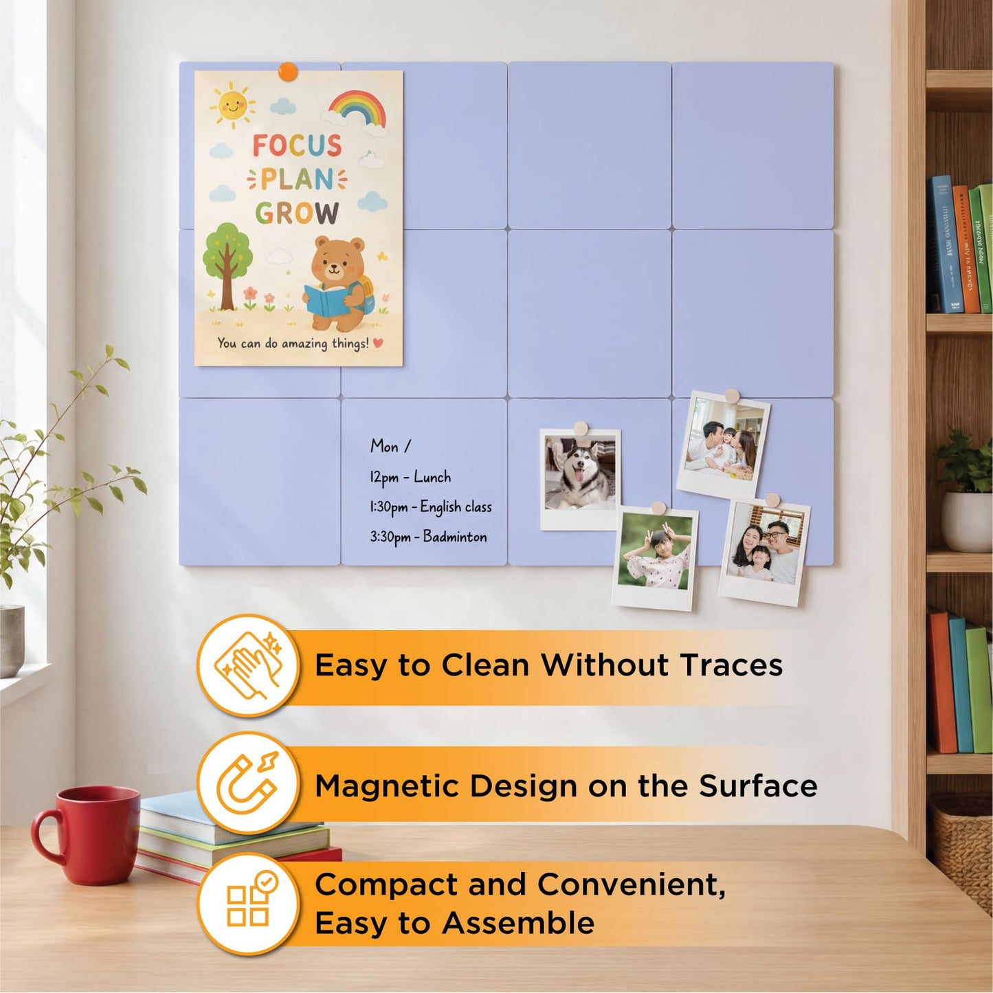 Comix Magnetic Board, 12 Pack Magnetic Whiteboard for wall, 11.8 x 11.8 Inches Dry Erase Board for Kids, Students, White Board Dry Erase Set for Fridge, Office and Home, Blue