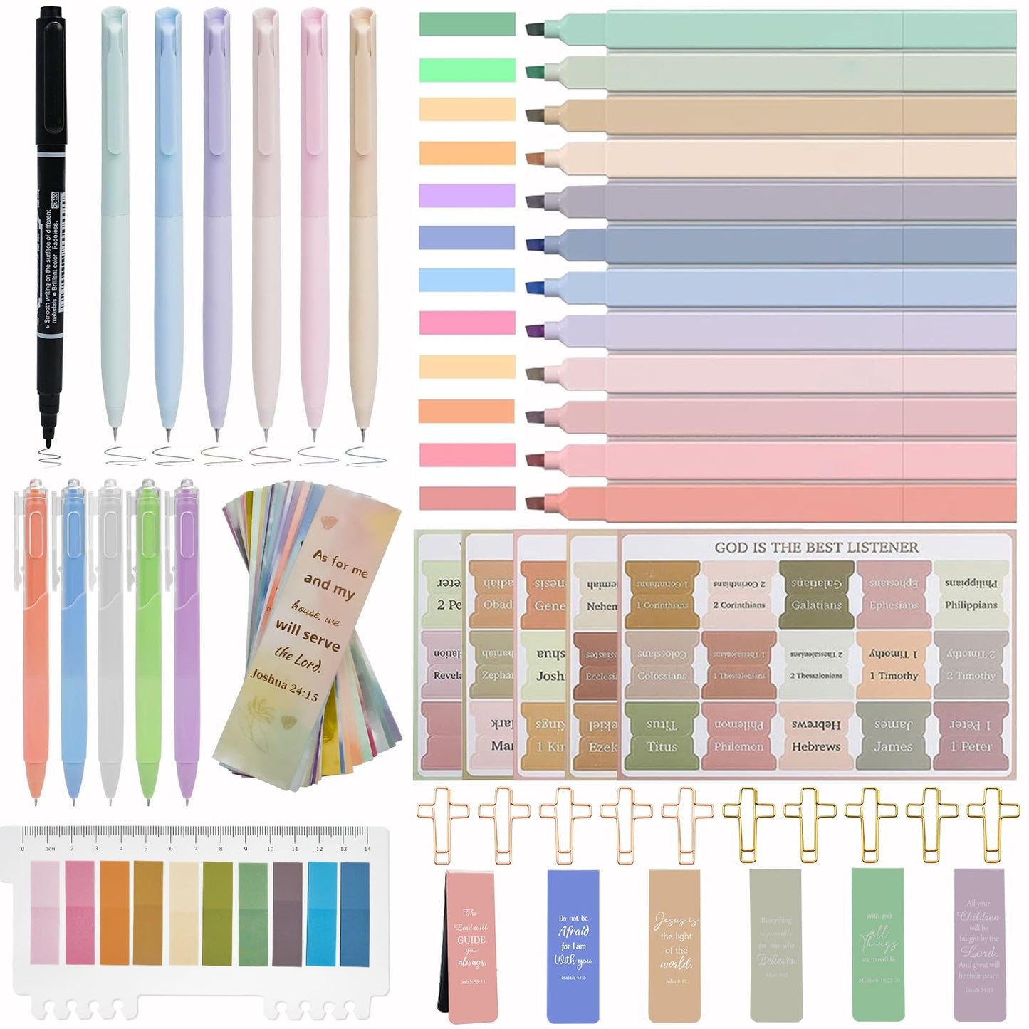 HRFGWDD Bible Study Supplies Kit for Women 76PCS Bible Journaling Kit with Bible Tabs for Women,Bible Highlighters and Pens, Bookmark, Stationary Gift Set for Christian Girls