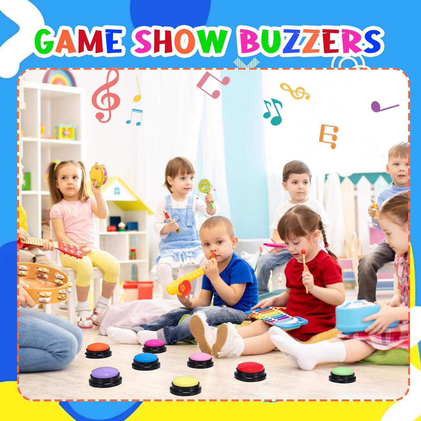 Ovveroche 8 Pieces Recordable Answer Buzzers Button Answer Buzzers Game Show Buzzer Recordable Button Classroom Buzzers Perfect for Study Office Home and Pet Buttons Training Toy