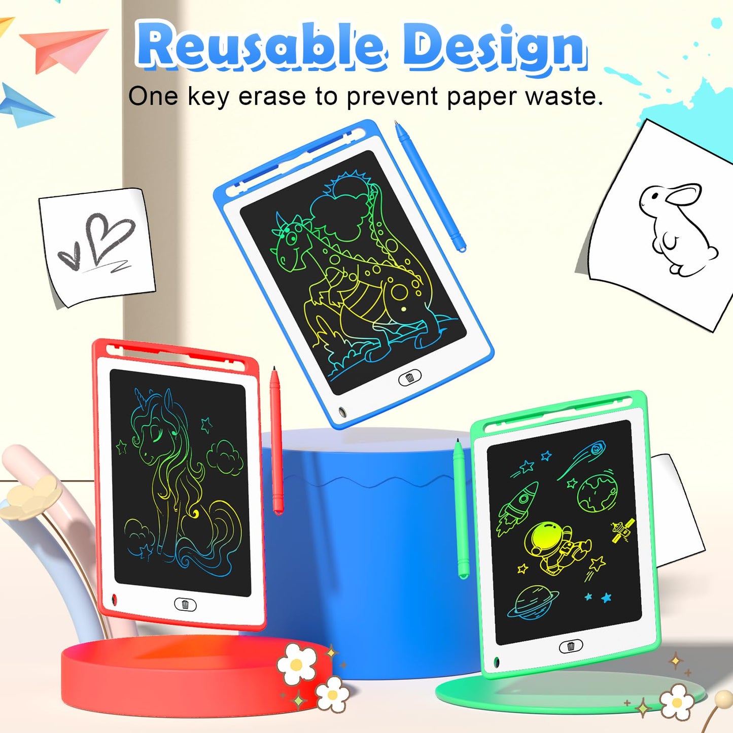 LCD Writing Tablet for Kids, 8.5 Inch Colorful Doodle Board Drawing Tablet, Educational Learning Toys Birthday Gifts for Boys Girls Age 3 4 5 6 7 8 (24 Pack)