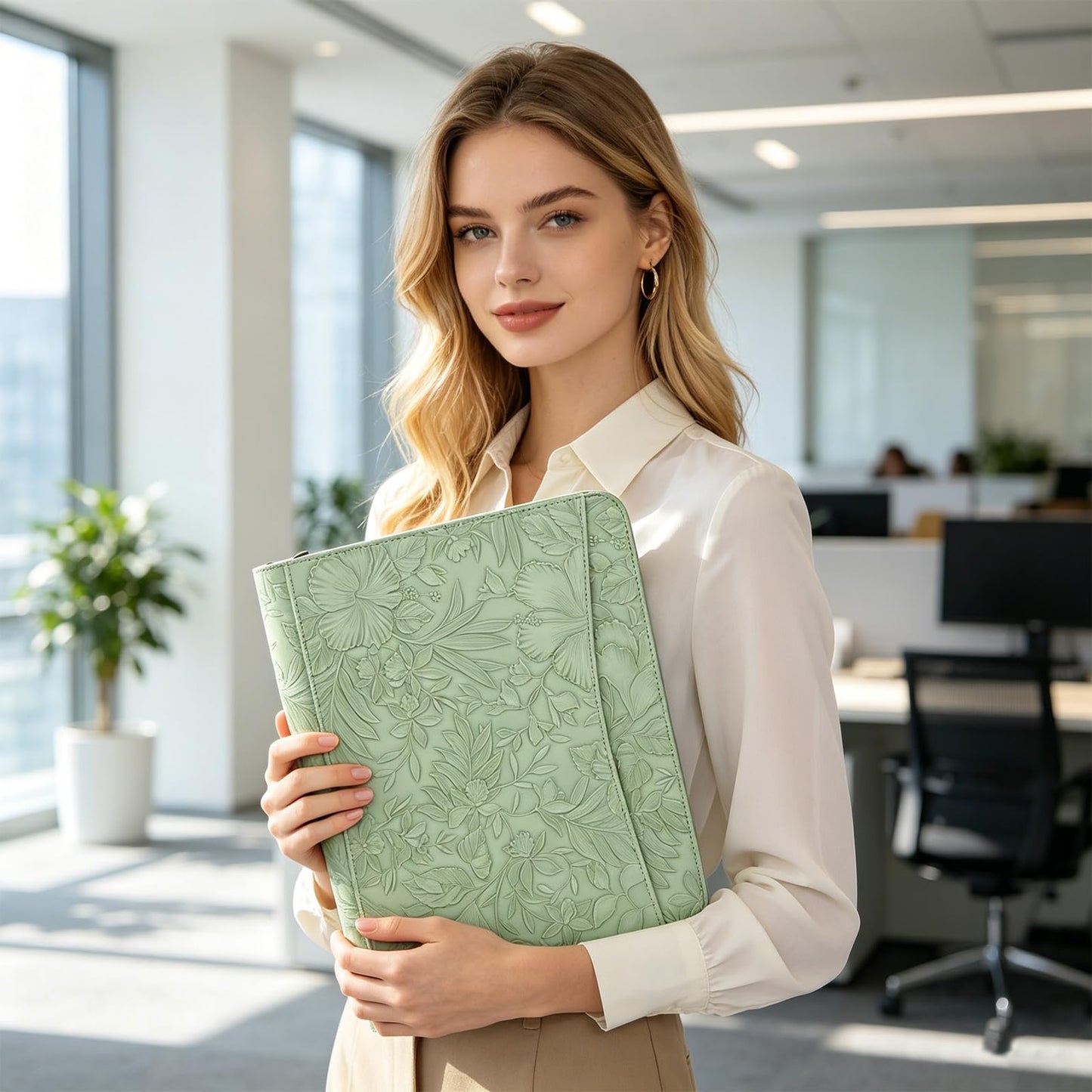 Leathario Portfolio Binder, Includes 10 Sheet Protectors and 3 Notepads, 3-Ring Folder Organizer, A4 Padfolio with Zipper, Vegan Leather Tablet Sleeve, Business Office Conference Clipboards