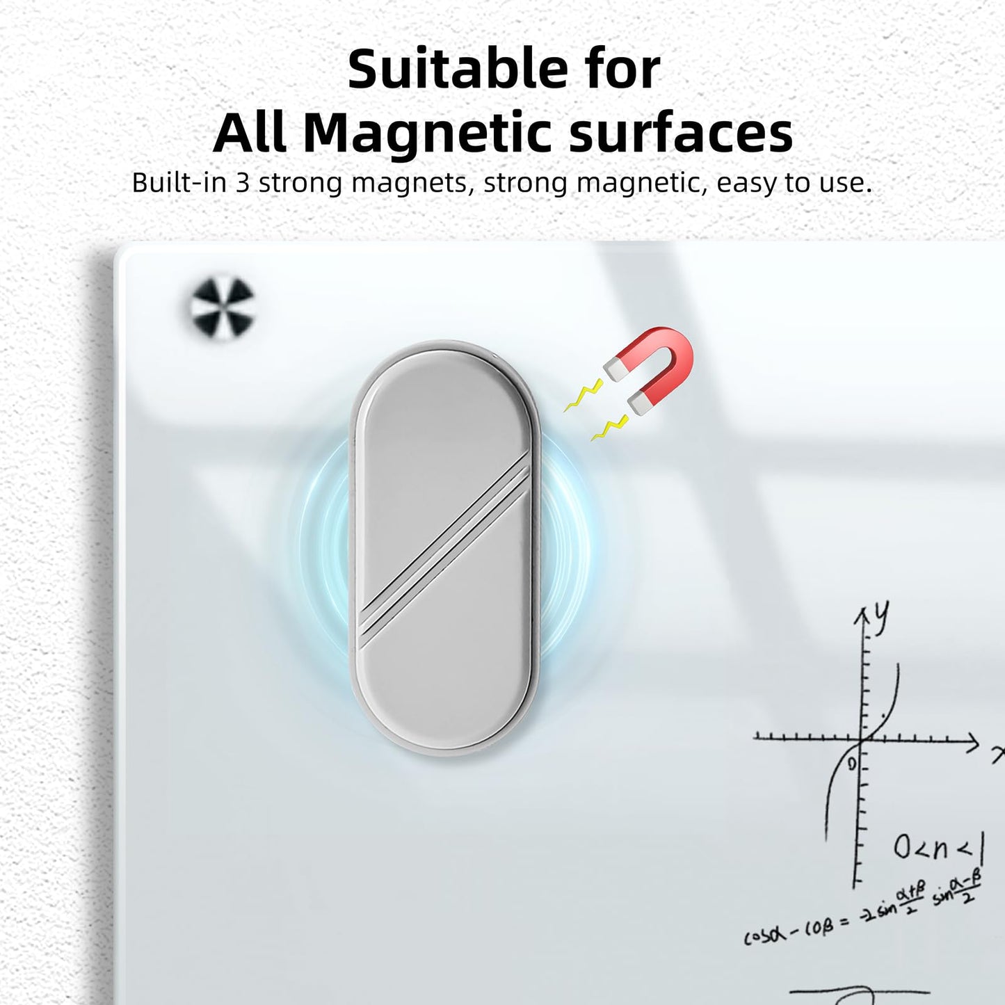 FUNISKETCH Dry Erase Eraser, Magnetic White Board Erasers - 2 Pack,Glass Board Glass Whiteboard Eraser for Office and School Supplies (Gray)