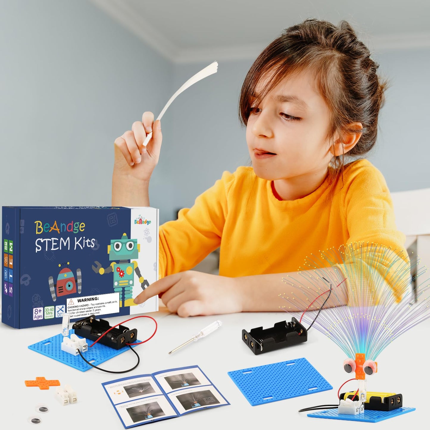 7 Set Bulk STEM Kit Individual Craft Kits for Kids, Science Projects Crafts Group Activity, Light Experiments Circuit Toys, Fun Fiber Optic STEAM Activities for Boys Girls Age 8-13 8-10 8-12 8 10 Year