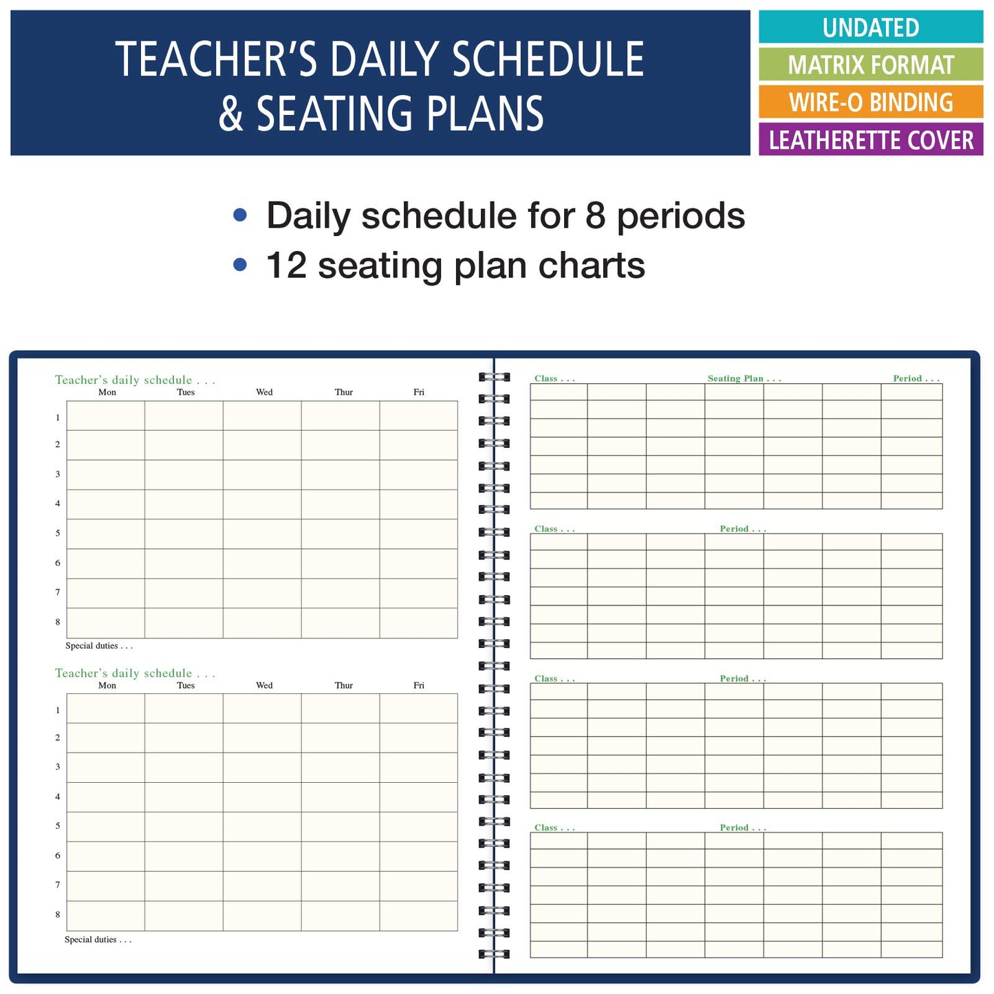 Elan Publishing Company Combination Plan and Record Book - 8 Period Teacher Lesson Planner (PR8-1035) - PR8-1035