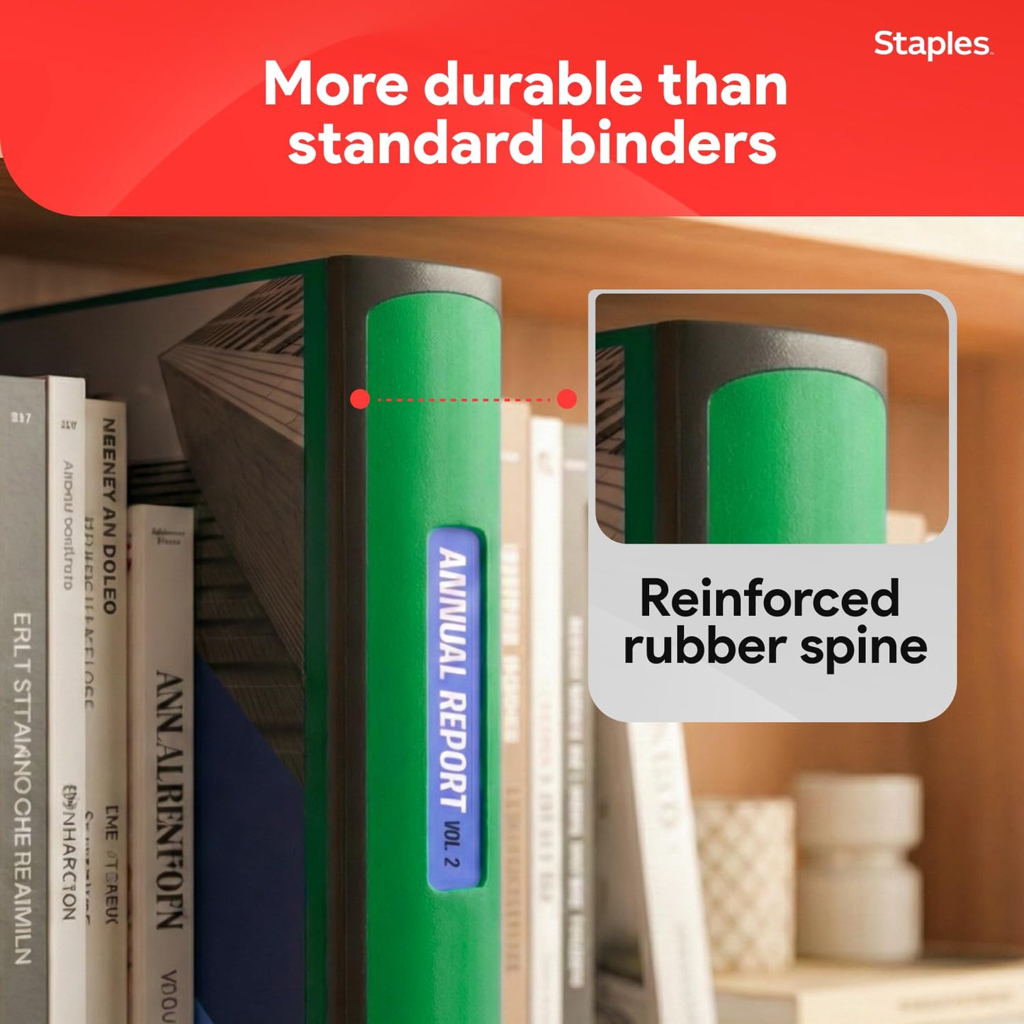 Staples Heavy-Duty 3-Inch D-Ring Binder, Green – Large Capacity 3-Ring Binder with Pockets, Holds Up to 600 Sheets