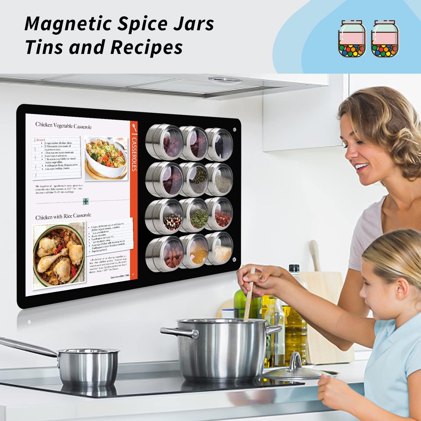 Magnetic Board, 17.1" x 11.8" Magnet Display,for Magnets and Bulletin Board,Suitable for Wall, Refrigerator, Compartment, Cabinet etc,Comes with Dual Lock Tape for Easy Hanging (Black)