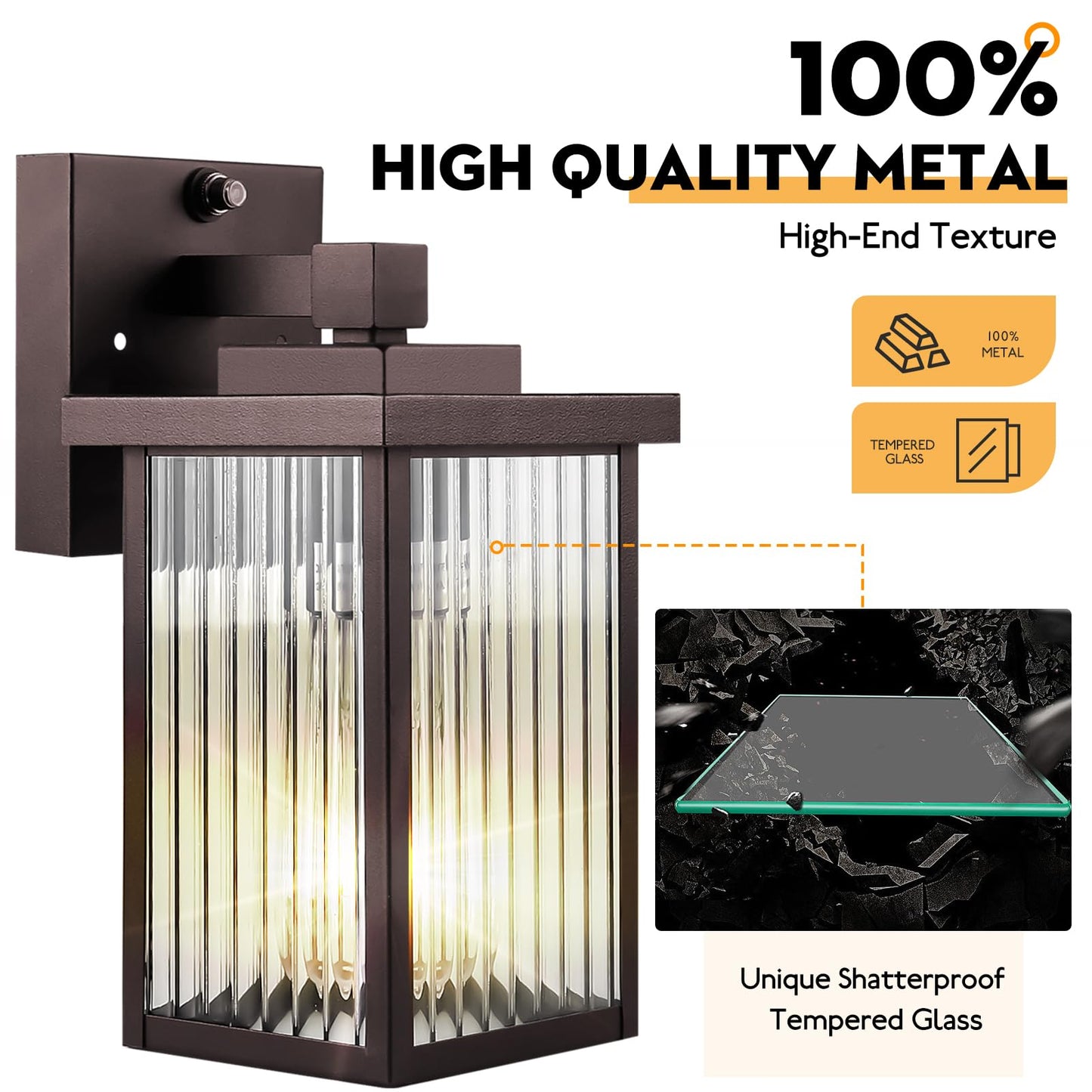 hameso Outdoor Porch Light Fixture, Waterproof Dusk to Dawn, 2 Pack, Oil-Rubbed Bronze, well-made Metal, Model G009