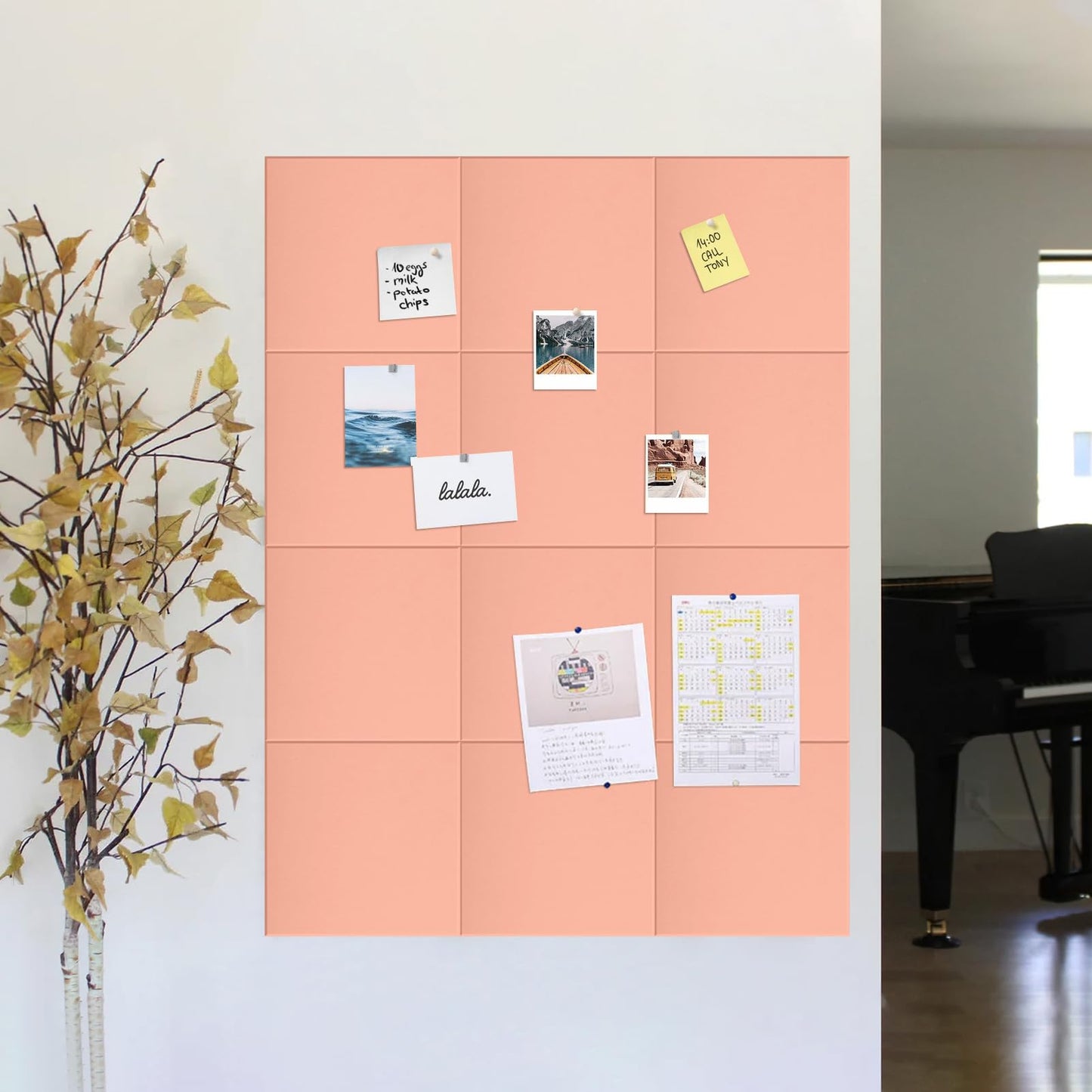 Large Bulletin Board 48"x 24" Cork Boards for Walls, 8 Pack Felt Wall Panels Photo Board, Cork Board for Office Home Pin Board
