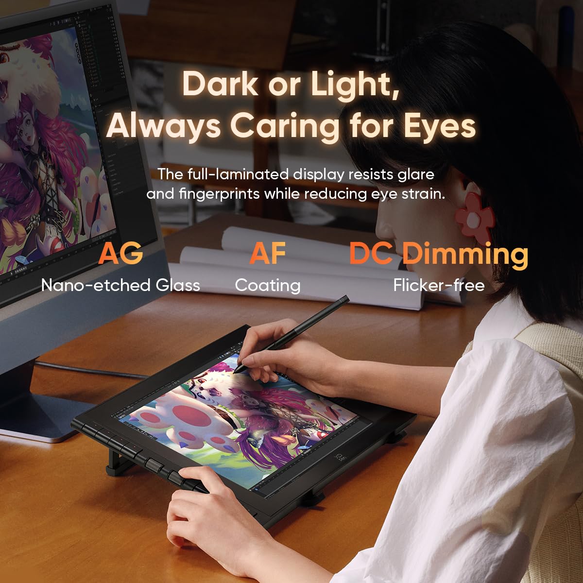 XPPen Artist 16 3rd Drawing Tablet with Screen, 15.4"Pen Display with 16K Pressure Stylus, Anti-Glare Etched Glass, 2 Scroll Wheels & 8 Hotkeys, Include Foldable Stand, Compatible with Mac/Win/Android