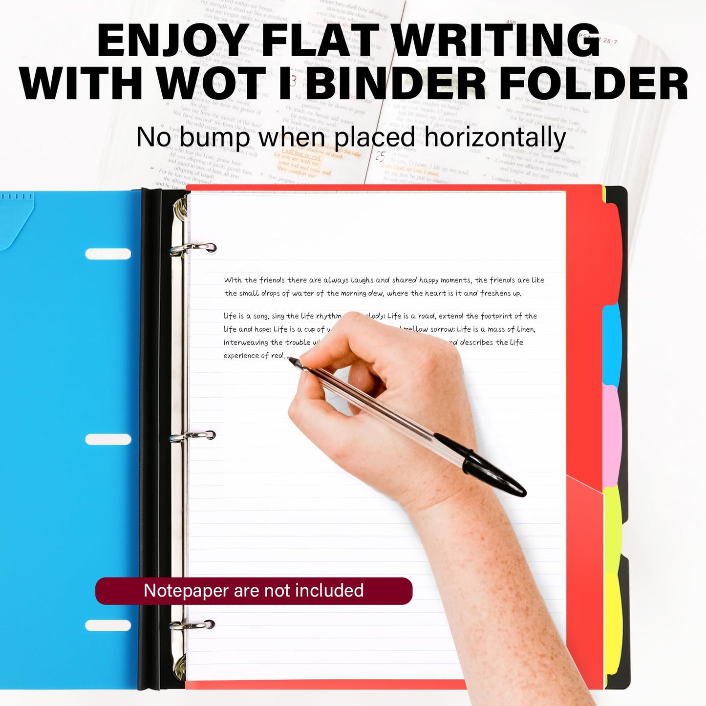 WOT I Telescoping Project Organizer, Refillable Binder with Dividers and Pockets, 13 Pocket Folders, 1 Inch 3 Ring Binder, Blue