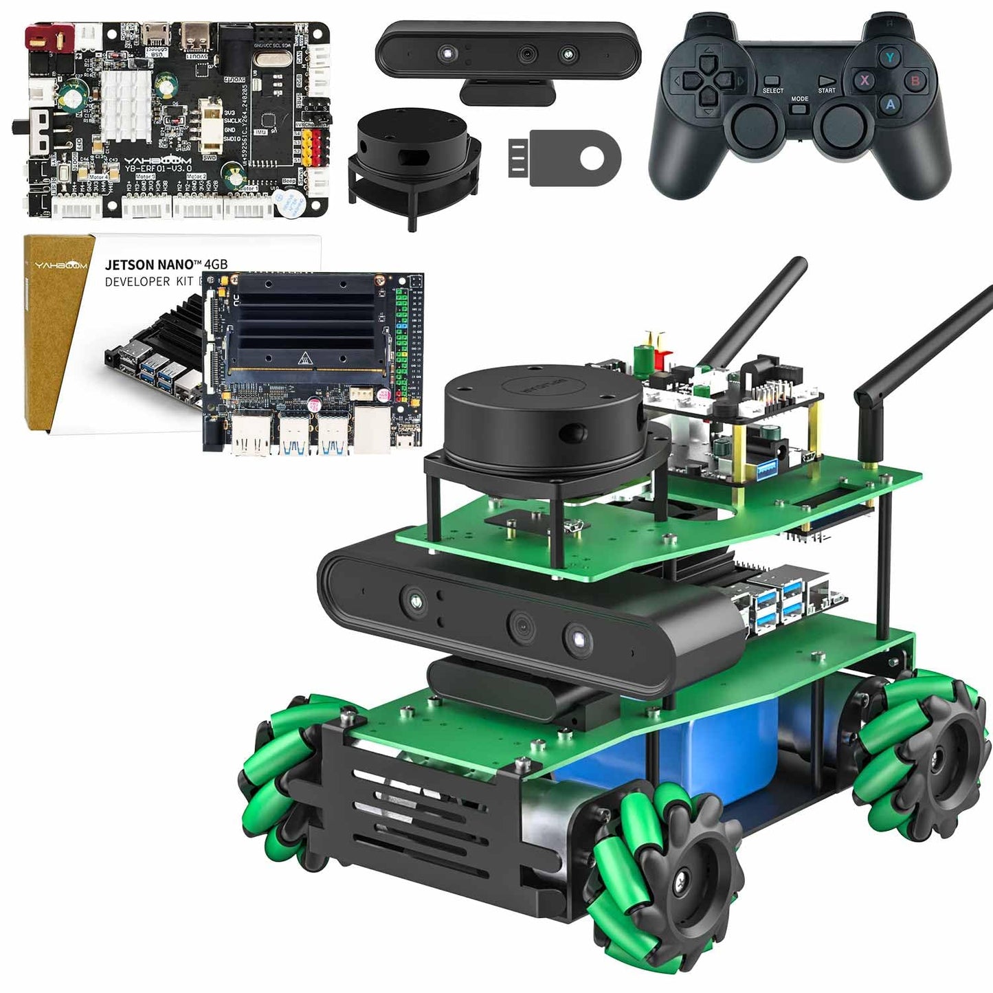 Yahboom ROS2 Robotic Kit AI Voice Interactive Control ORBSLAM2+Octomap Mapping for Jetson Nano 4GB AI Robot for Adults Engineering Student