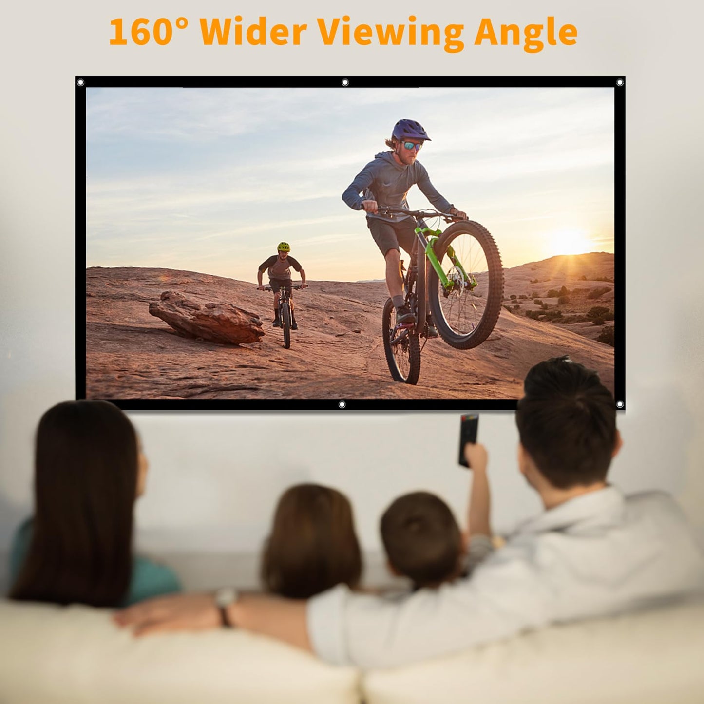 Taotique Projector Screen 72 inch, Movie Projector Screen 16:9 HD Foldable and Portable Anti-Crease Indoor Outdoor Projection Double Sided Video Projector Screen for Home, Party, Office, Classroom