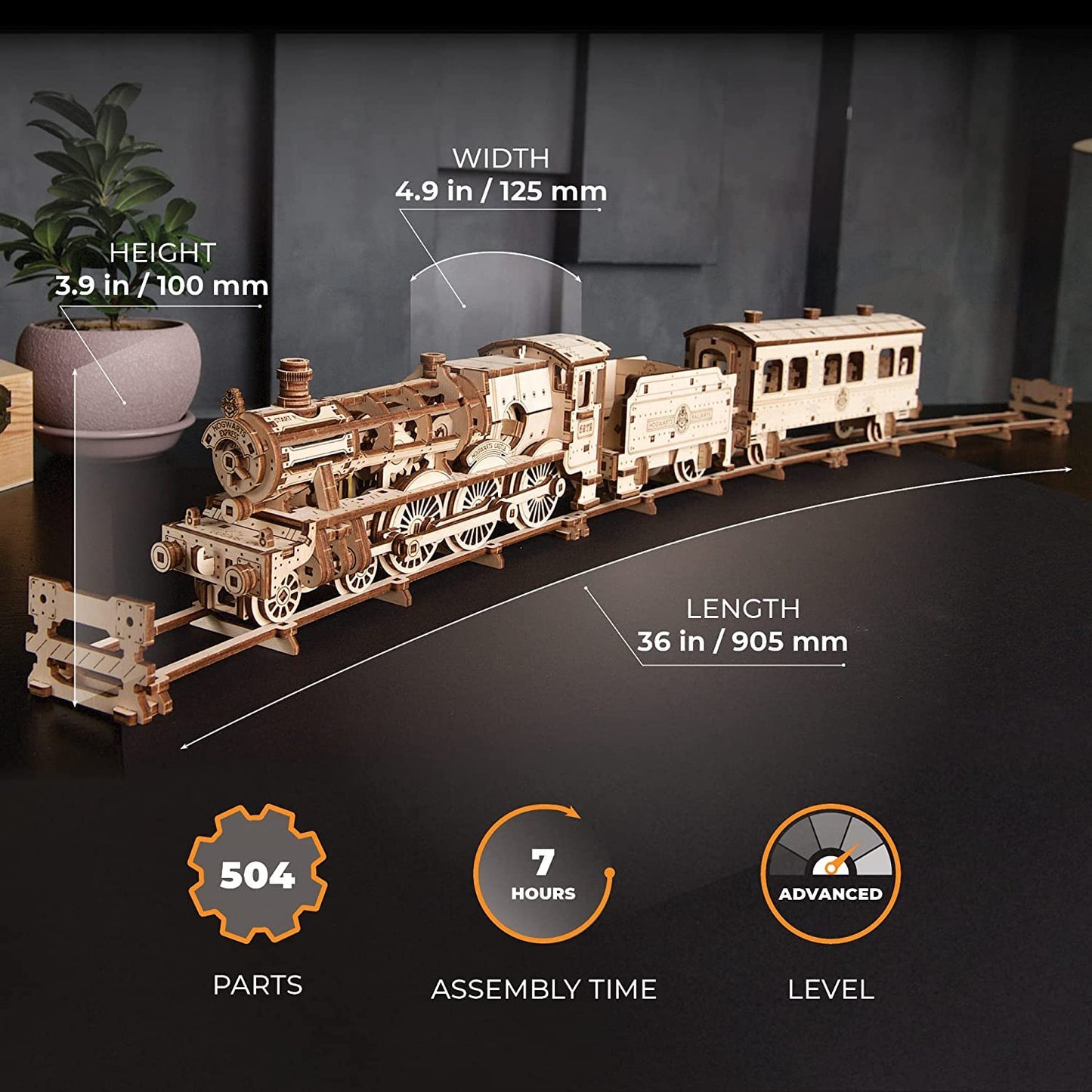 UGEARS Harry Potter Hogwarts Express 3D Puzzles for Adults to Build - Model Kits for Building Model Train Set - 3D Wooden Puzzle Includes Train, Tracks, Tender, Carriage and 3 Figurines