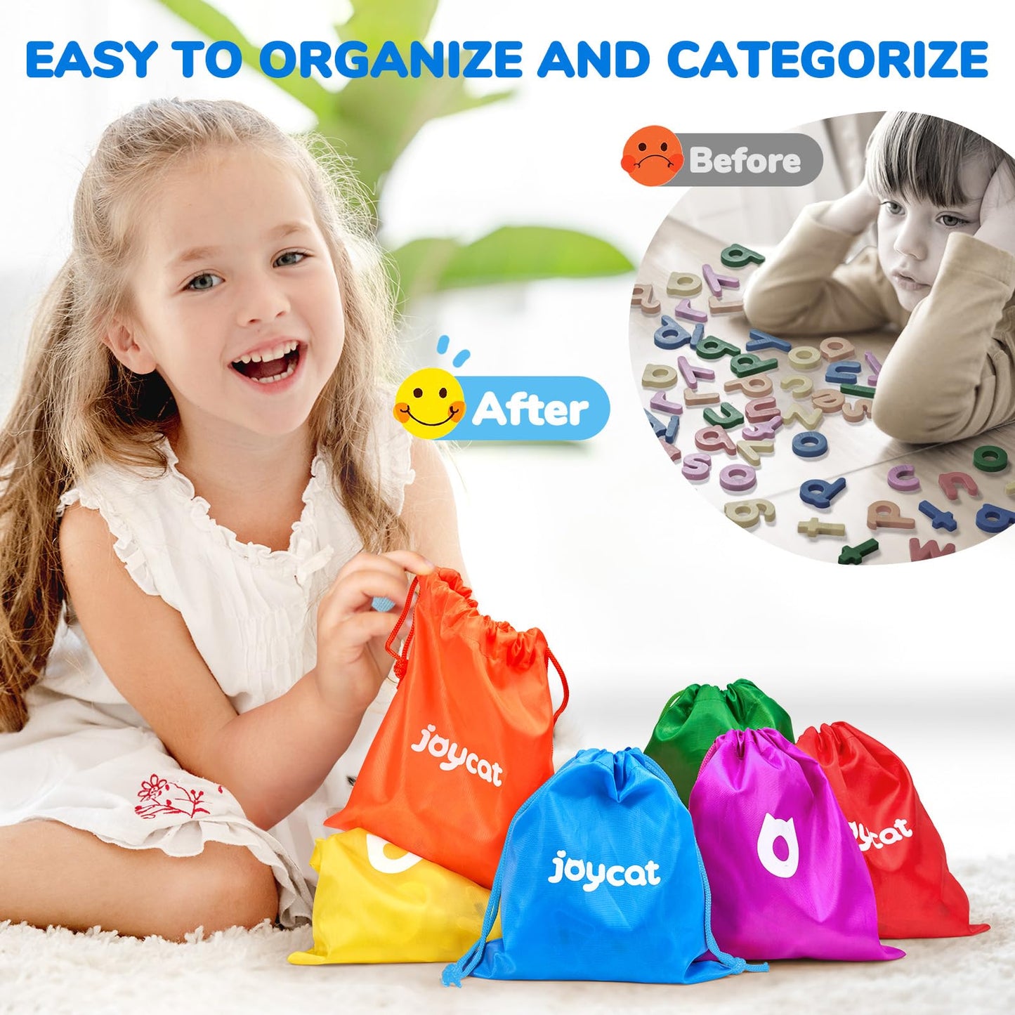 JoyCat Alphabet Magnets, 156-Piece Set of Lowercase Magnetic Letters, ABC Magnets for Toddlers & Kids, Plastic Letters for Whiteboards, Preschool Educational Toys for Kindergarten Classroom
