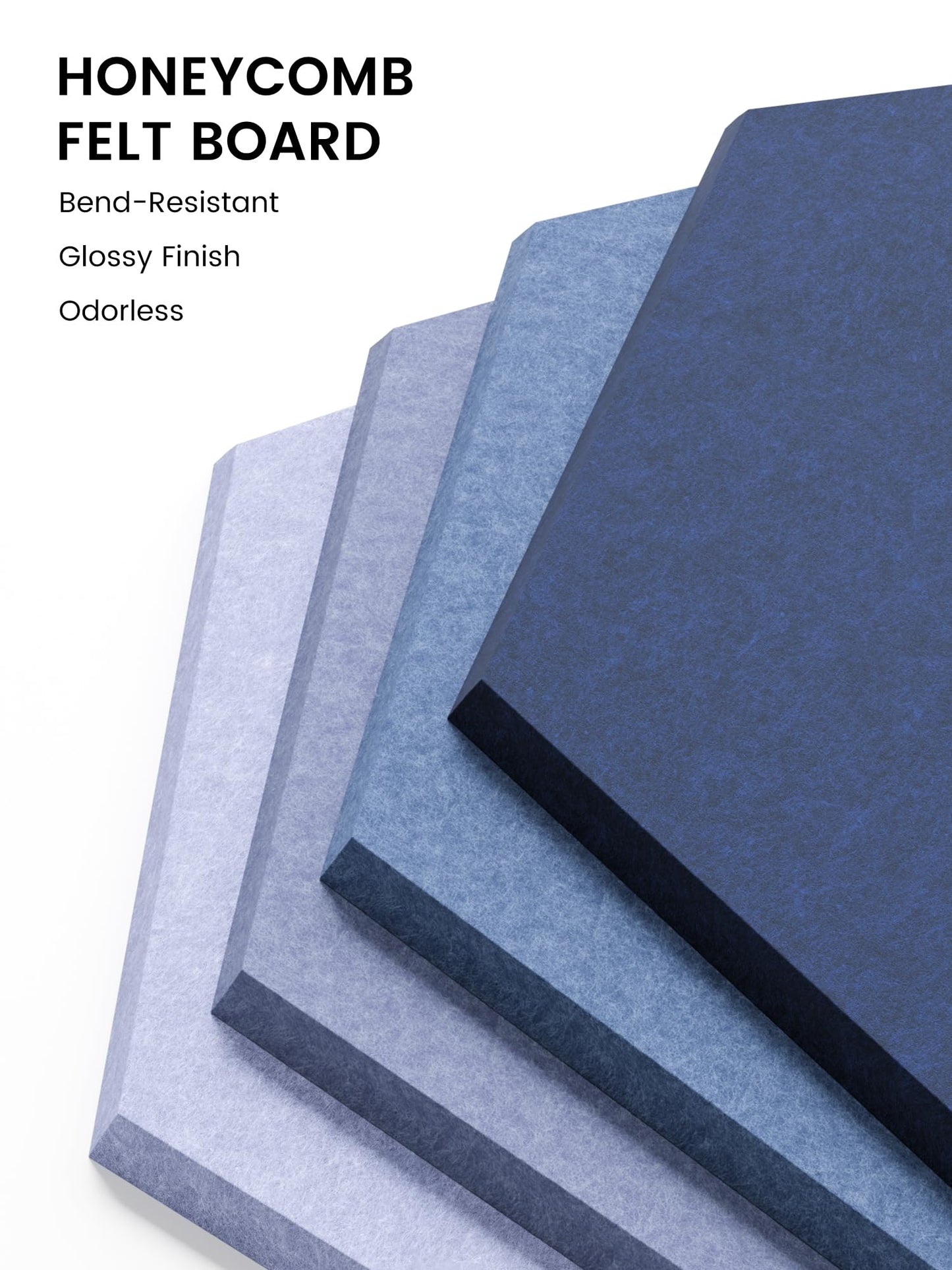 Fluxynara Hexagon Cork Board Alternative for Walls Decor-12-Pack Felt Bulletin Board Tiles,with 30 Pushpins,70 Adhesive Tabs for Office,Classrooms & Home Pin Board Felt Board-Denim Mist