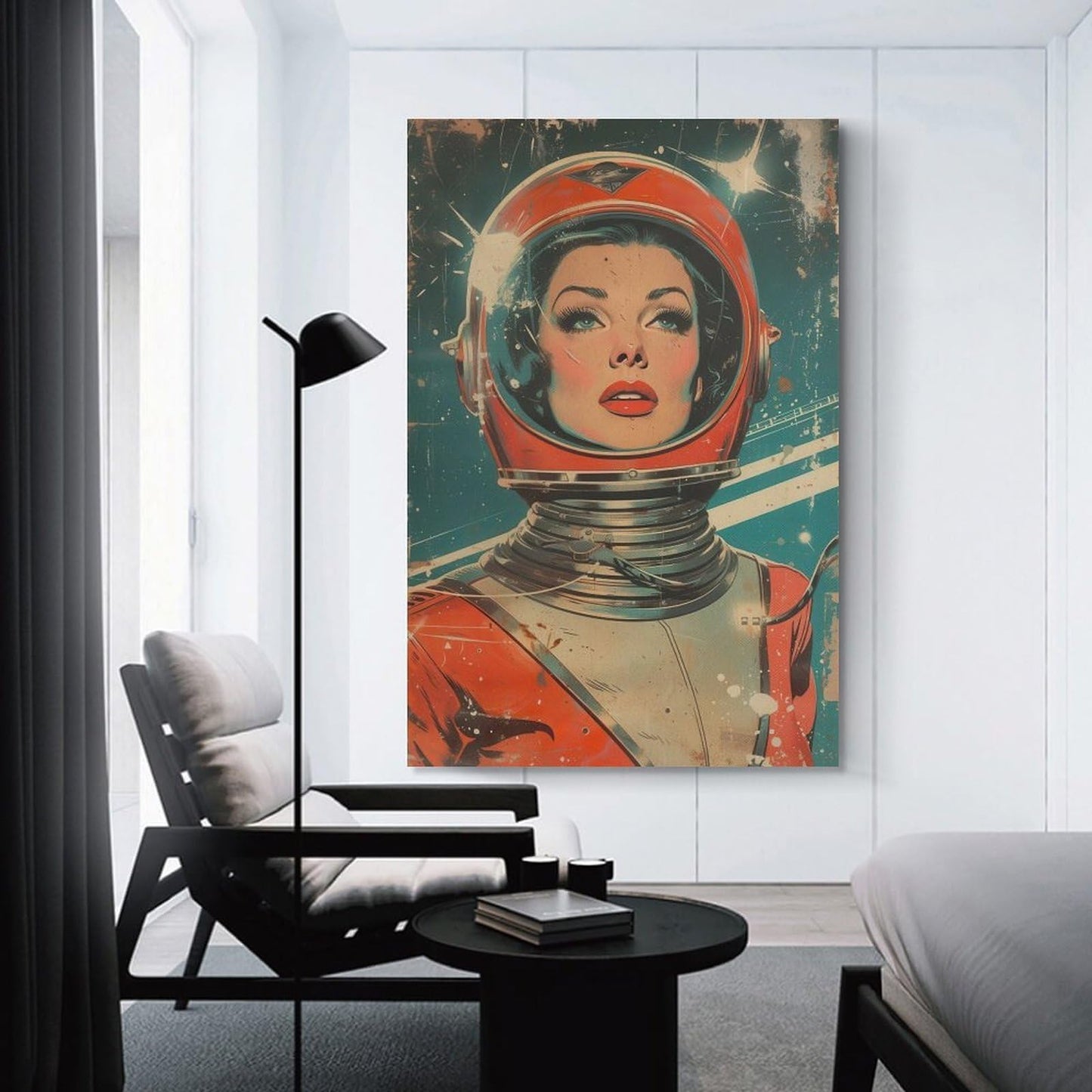 JHXNJDPOST Retro Mid-Century Modern Astronaut Canvas Wall Art Aesthetic Decorative Painting Living Room Restaurants, Pool Halls And Hotelsstyle-10 16x24inch(40x60cm)