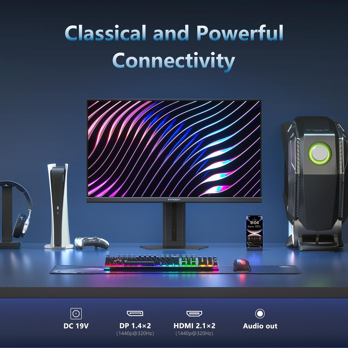INNOCN 27" Gaming Monitor 2K QHD 2560 x 1440P 240Hz 320Hz 1ms IPS PC Computer Display, HDMI 2.1, DP 1.4, HDR 400, Eyes Care, Height/Pivot Adjustable, VESA Mountable, 27G2T