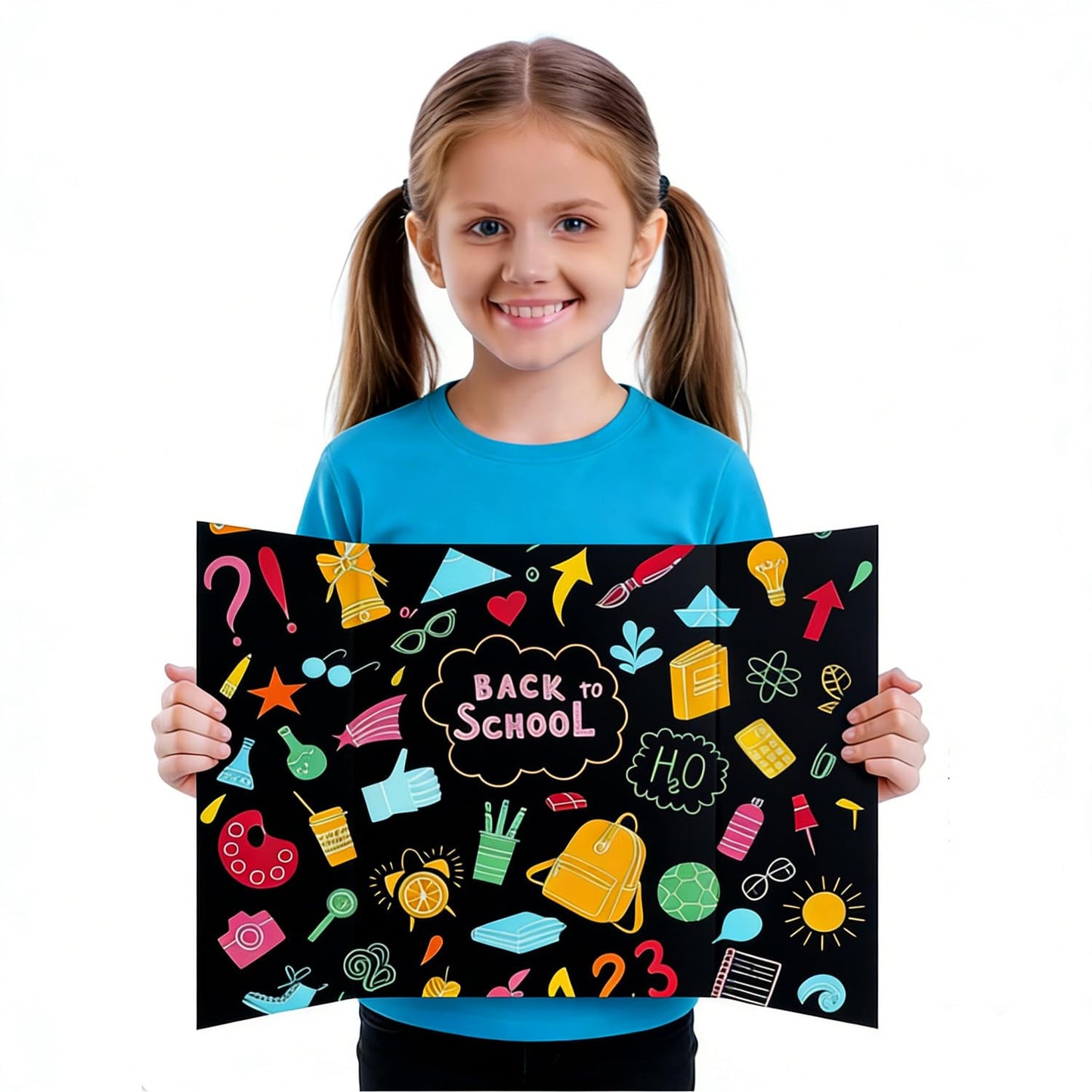 3-Pack Black Trifold Display Boards, 24 x 16 Inches Tri-Fold Corrugated Presentation Boards for Classroom Projects, Science Fairs, Business Events, and Exhibits