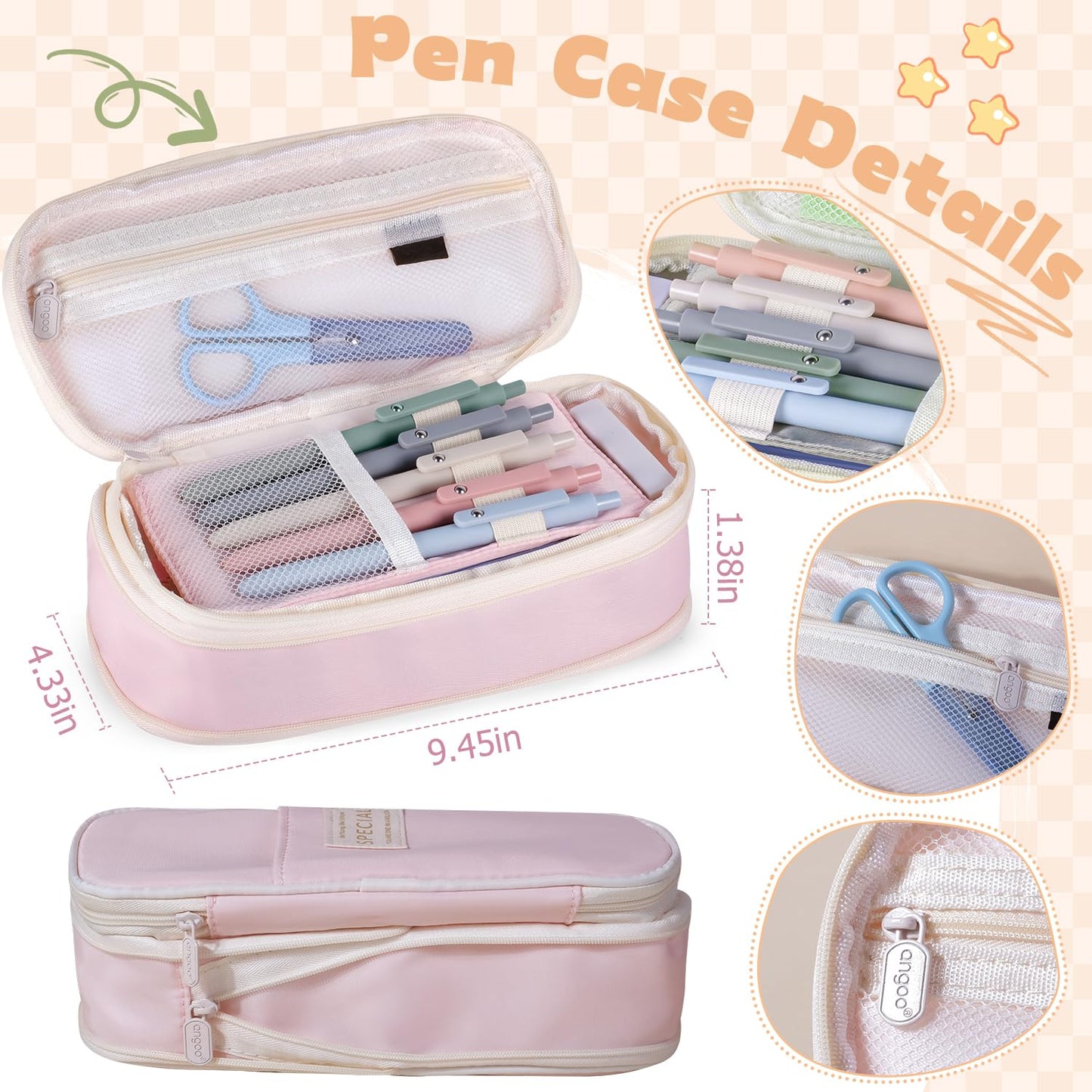 KOUDGY 49Pcs Book Annotation Kit - Aesthetic School Supplies with Cute Pen Case Highlighters Gel Pens and Marker, Sheets Transparent Index Tabs Sticky Notes Bible Study Supplies (Pink)