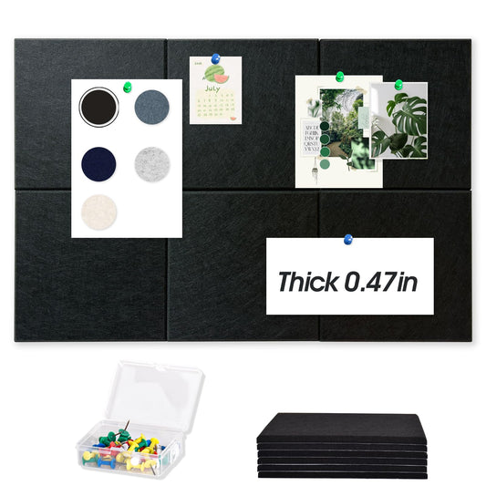 Thick Cork Board Tiles for Wall with Push Pins, Removable 36"x24"x0.47" Bulletin Board Sets, Magrowill 6 Packs Felt Panels Self-Adhesive Pin Board