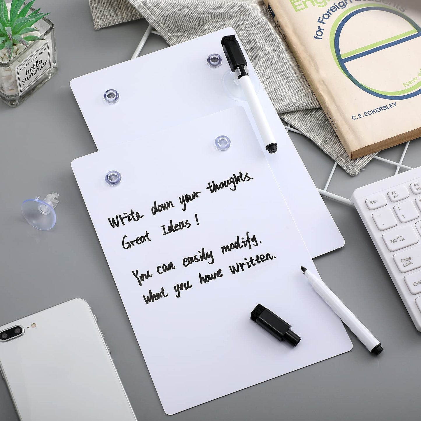 Yexiya 2 Pieces Shower Notepad Waterproof Shower Whiteboard with Suction Cup Dry Erase Board for Shower Shower Writing Pad Board on The Bathroom Wall with Pen for Adults Home Office (6 x 9 Inch)
