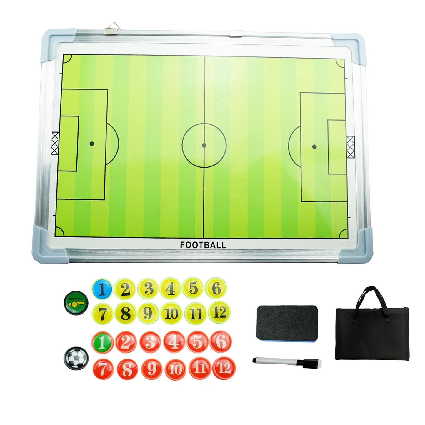 Suprwin Soccer Coaching Board with Magnetic Pieces, Dry Erase Markers, Soccer Tactical Presentation Clipboard for Soccer Coaches - Durable, Magnetic, Perfect Size (Soccer, Green)