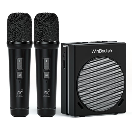 WinBridge Voice Amplifier for Teachers, Portable PA System for Public Speaking, Bluetooth Speaker with 2 Microphones for Classroom, Karaoke, Event Hosts, 30W DSP, BT/USB/TF/AUX - Black, S90