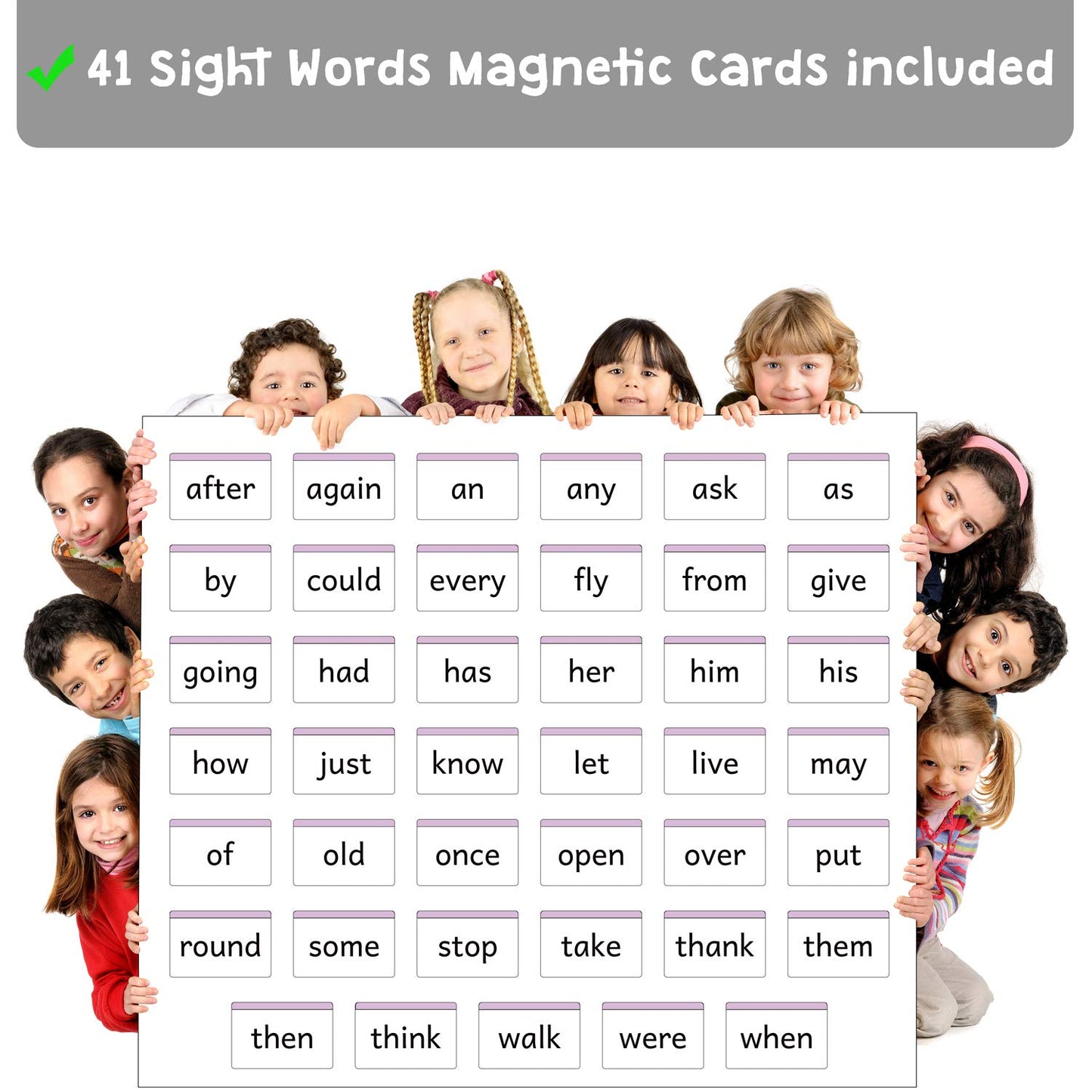 Attractivia 1st Grade Sight Words Magnetic Flash Cards(First Grade) - 41 Sturdy Large Dolch Cards for Literacy of Beginning Readers, Homeschool, Teachers and ESL