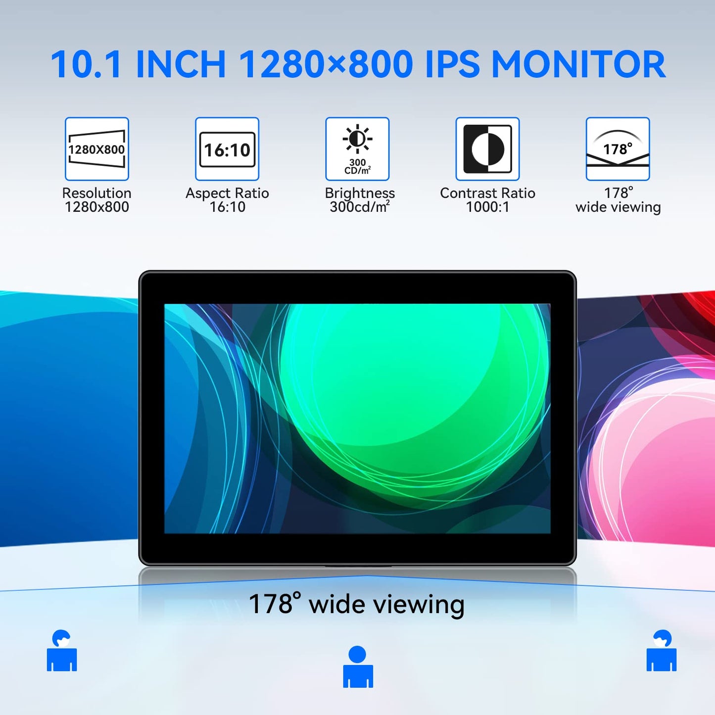 Eyoyo 10.1-inch Small Touchscreen Monitor: 1280x800 IPS Display, 10-Point Touch, HDMI VGA AV Input, Built-in Speakers, Metal Case, VESA 75x75, Touch Screen Monitor for Raspbery Pi, PC, CCTV, POS
