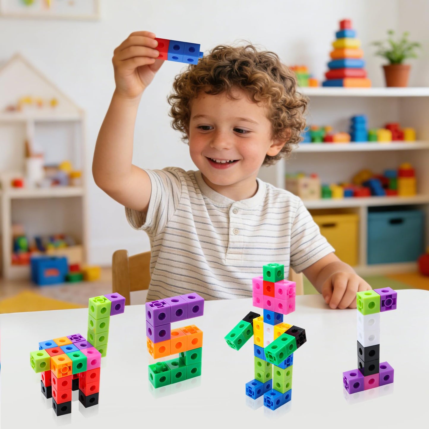 HSDAV 200 Pcs Math Linking Cubes - 10 Colors Connecting Counting Snap Blocks, Math Manipulatives for Early Math & Construction, Educational Toy for Preschool, Kindergarten, Homeschool