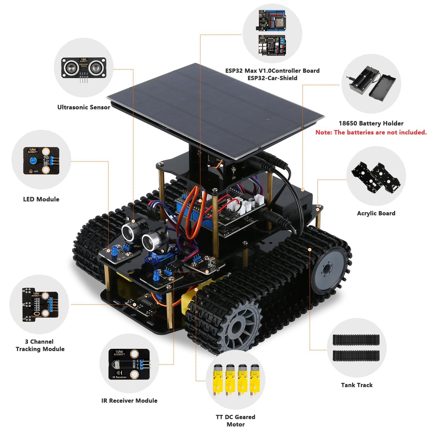 Robot Kit, Robotics for Kids Ages 8-12 12-16, 4-in-1 ESP32 Smart Tank Solar Robot Car for Arduino/Scratch/Python, STEM Science Kit 4WD Remote Control Car Coding Gift Building Toy for Boys Girls Teens