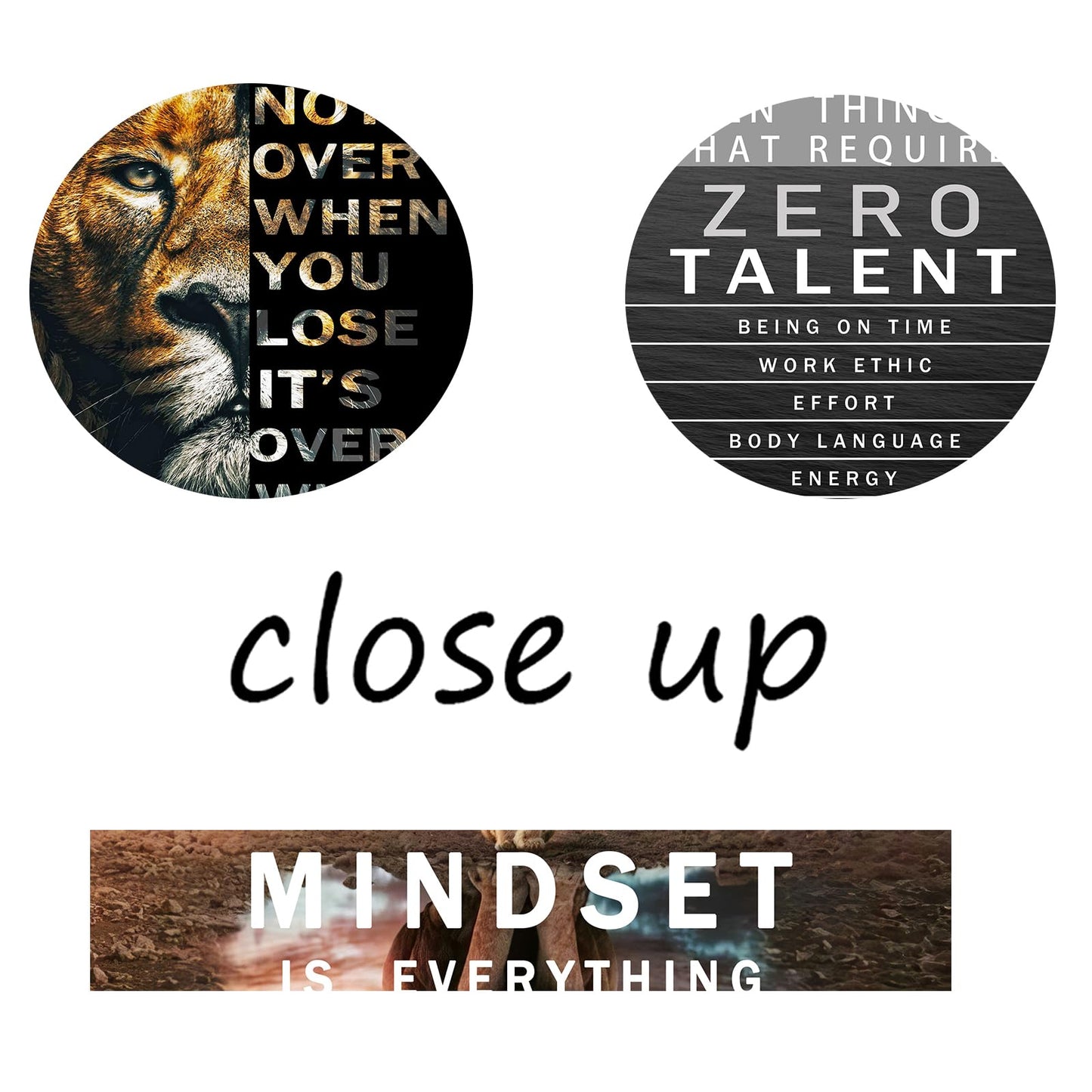 Lion Motivational Wall Decor Inspirational Quotes Wall Art Canvas Zero Talent Poster Print 3 Panel Animal Picture Artwork for Living Room Bedroom Office Home Decor Framed Ready to Hang [48''Wx 24''H]