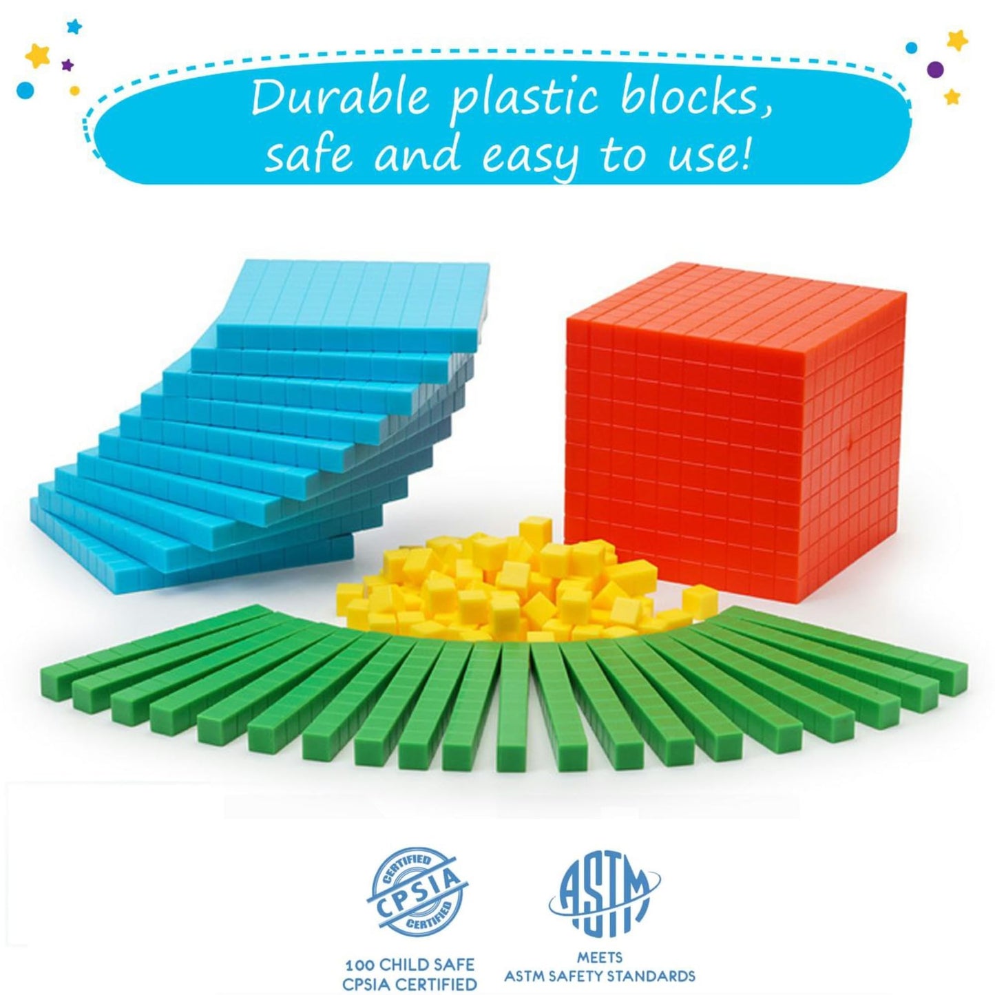 Simply magic 131 PCS Base Ten Blocks for Math - Place Value Blocks, Base 10 Math Manipulatives K-3, Math Counters, Number Blocks, Math Cubes for Kids, Counting Blocks - Kindergarten 1st 2nd 3rd Grade