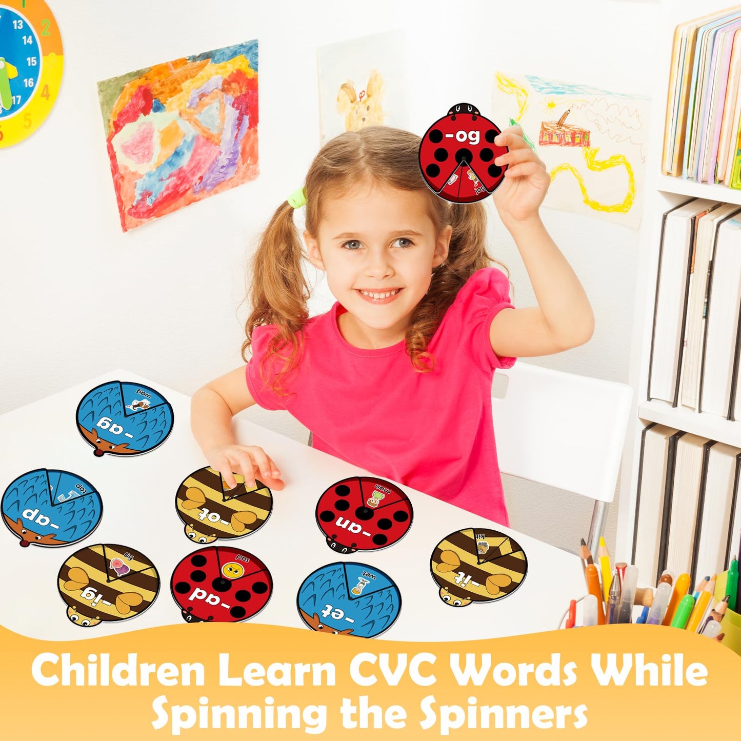 Kasfalci CVC Word Cards,CVC Word Games,Phonics Games,Speech Therapy Toys for Toddlers Kids,Learn to Read,Spelling Reading Learning Game,Kindergarten Preschool Learning Activities Educational Toy