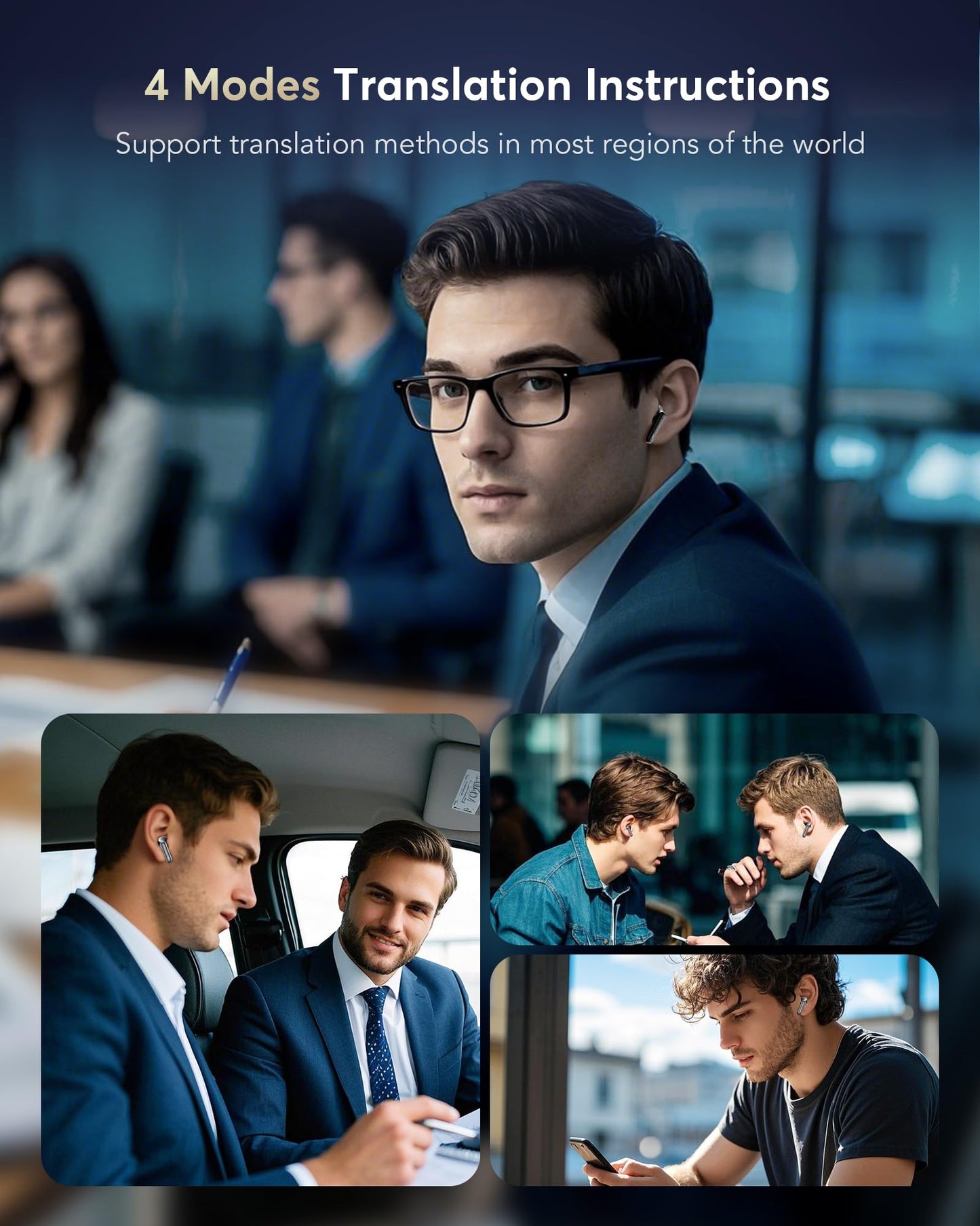 AI Translation Earbuds Real Time-199 Language Translator Earbuds,Simultaneous Interpretation Translator Ear Buds,No Subscription Audifonos Traductores Inglés Español,AI Translating Earbuds for Travel
