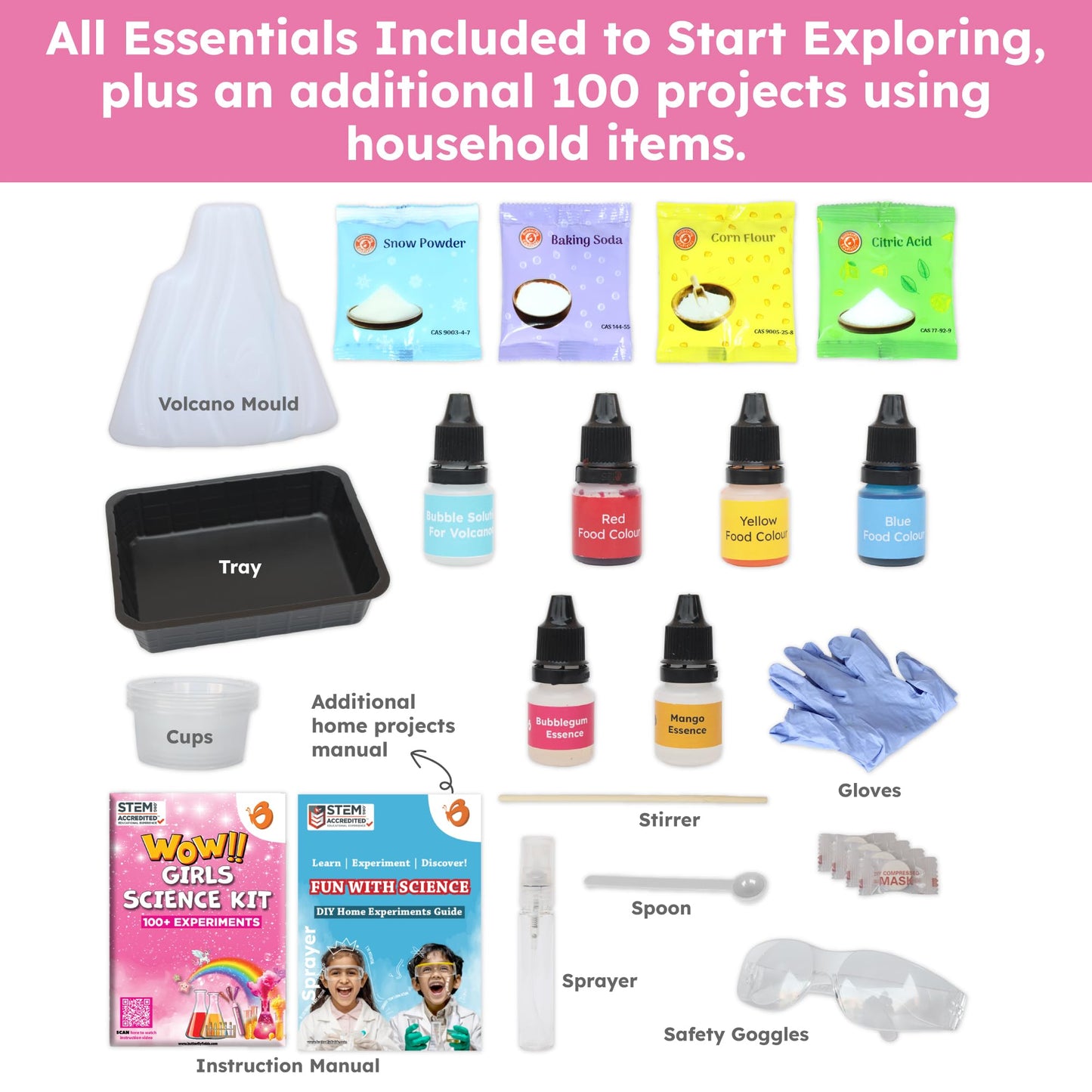 Butterfly EduFields 100+ Girls Science Kit for Kids Ages 4 5 6 7 8 | Girls in STEM & Science Experiments | Educational Gift Ideas for 4 5 6 7 8 Year Old Girl | STEM Projects, Fun Learning