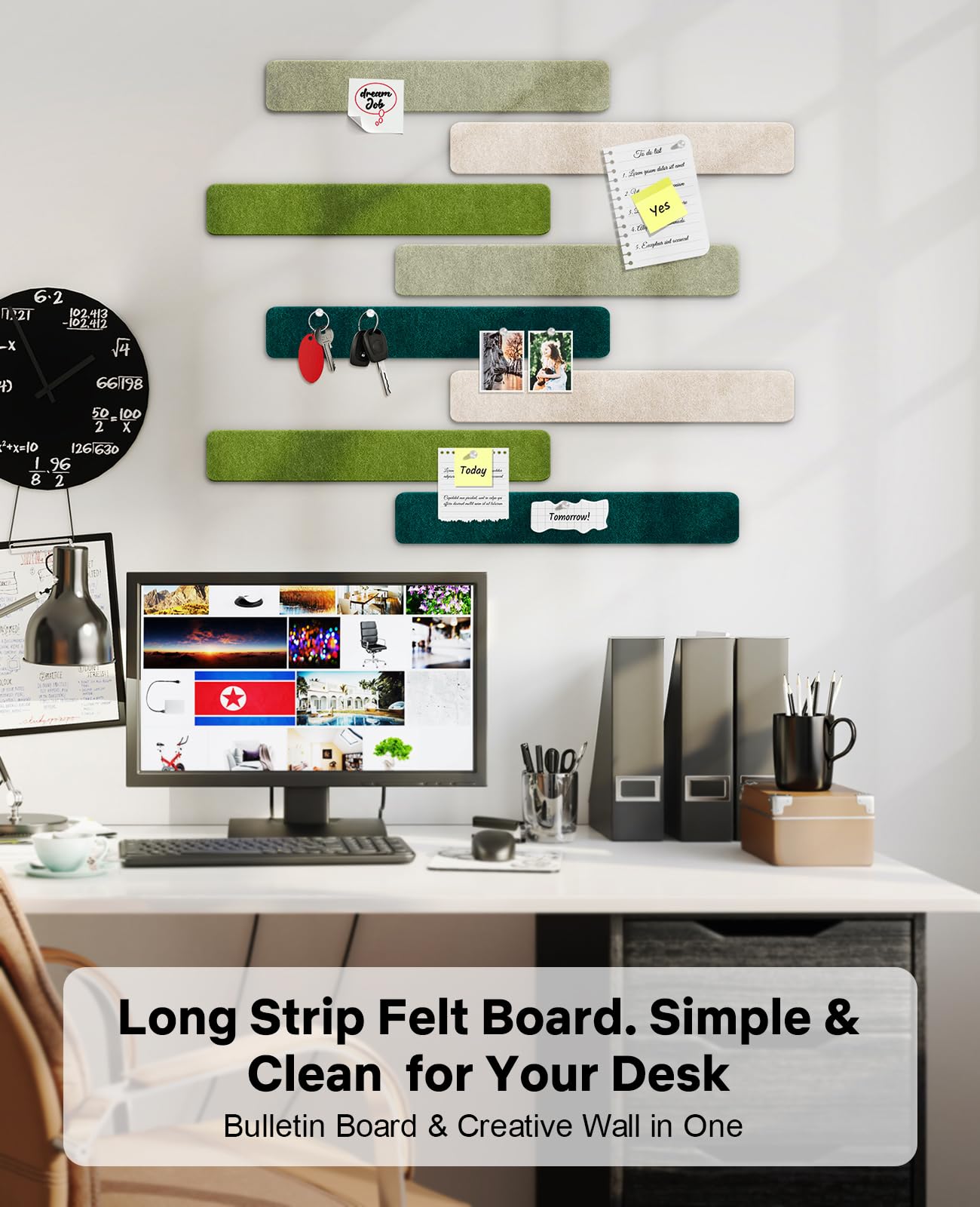Small Cork Bulletin Board Tiles, Felt Wall Decor and Office Desk Accessories for Vision, Message Center, Picture and Prayer Board, Dorm, Room, Home Office Essentials and Organization(Sagewood)