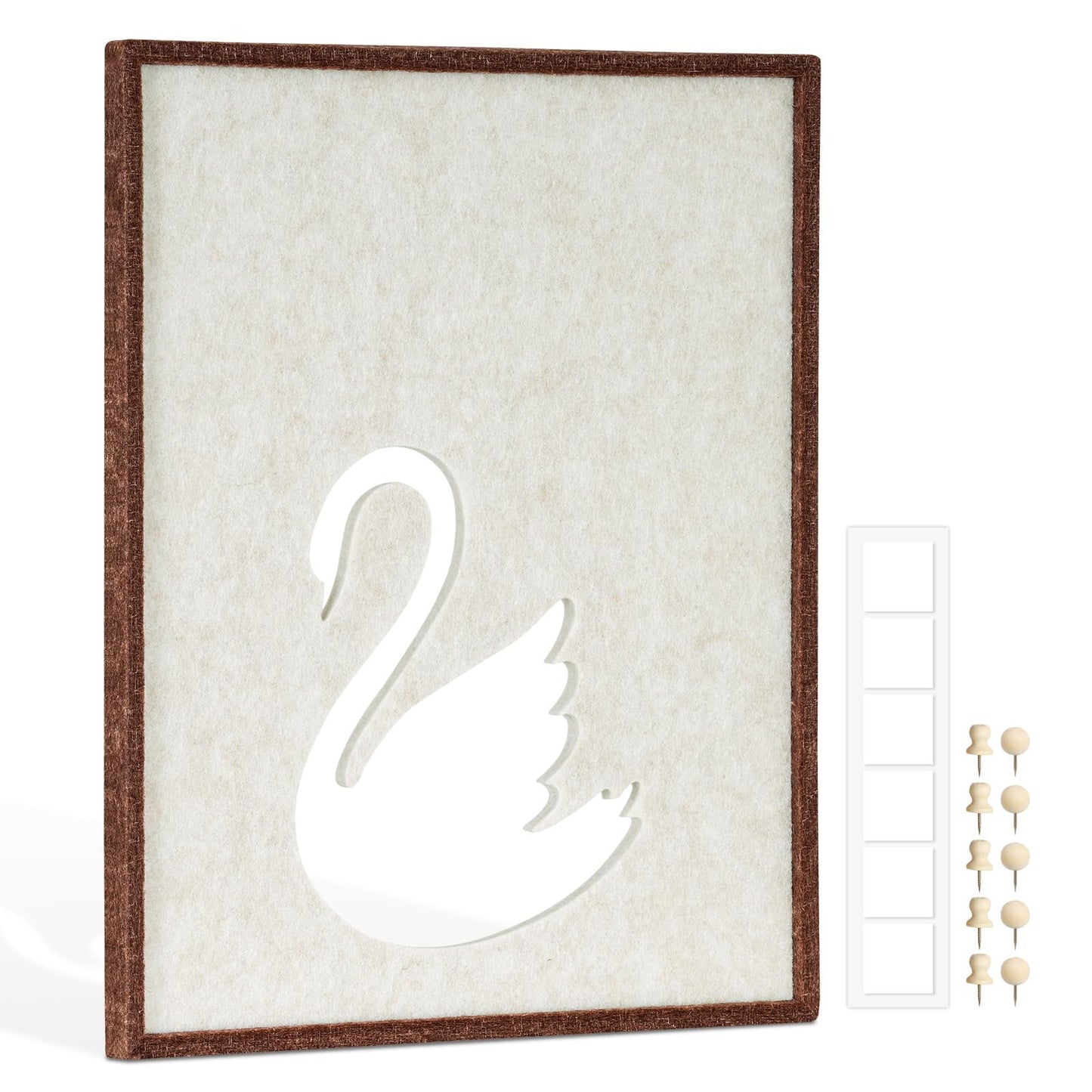 DOLLAR BOSS Felt Framed Cork Board 14.5'' x11.8'' Bulletin Boards for Walls, Decorative Pin Board for Office Home Decor for Kids Hallway Bedroom Dining Living Room, Swan