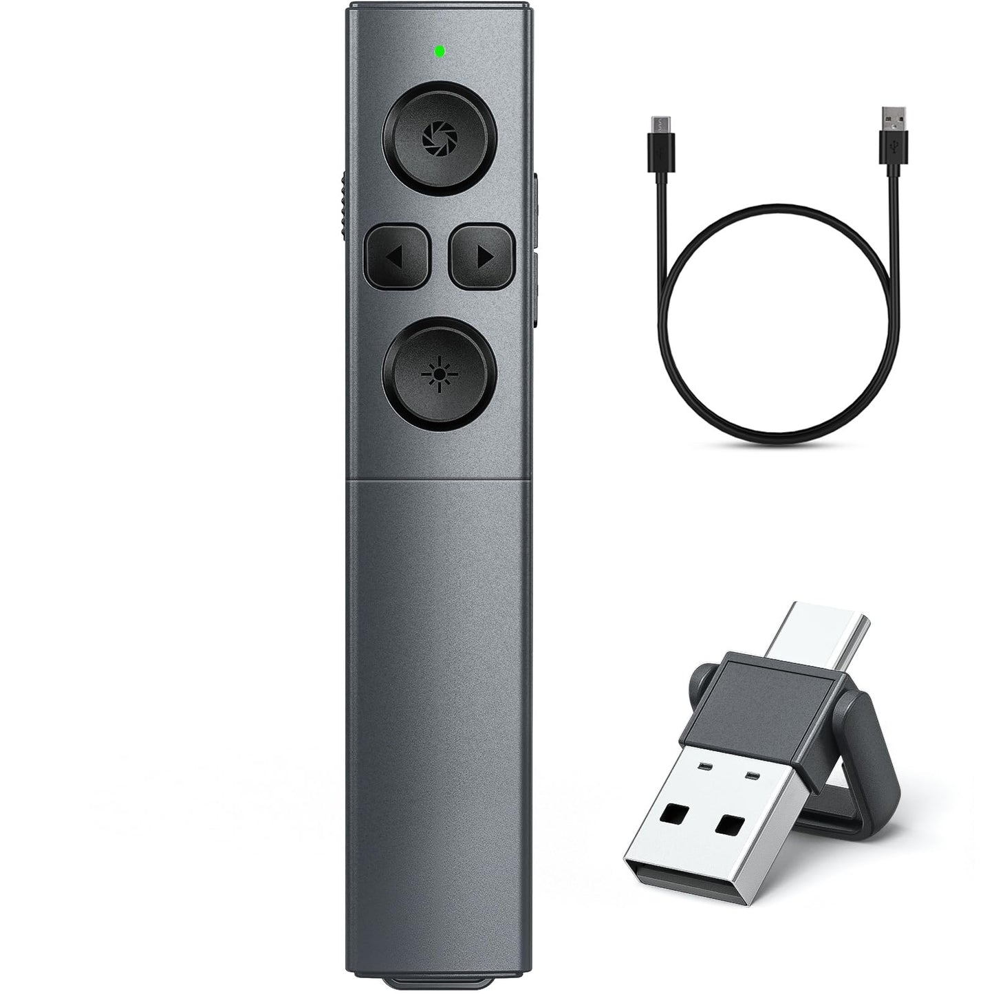 2 in 1 USB Type C Presentation Clicker, Rechargeable Presentation Clicker Wireless Presenter Remote Clicker, 2.4GHz Clicker for Powerpoint Presentations, Google Slide Advancer