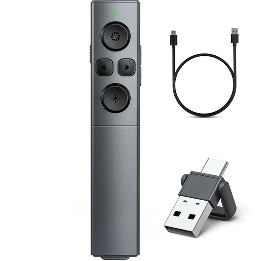 2 in 1 USB Type C Presentation Clicker, Rechargeable Presentation Clicker Wireless Presenter Remote Clicker, 2.4GHz Clicker for Powerpoint Presentations, Google Slide Advancer