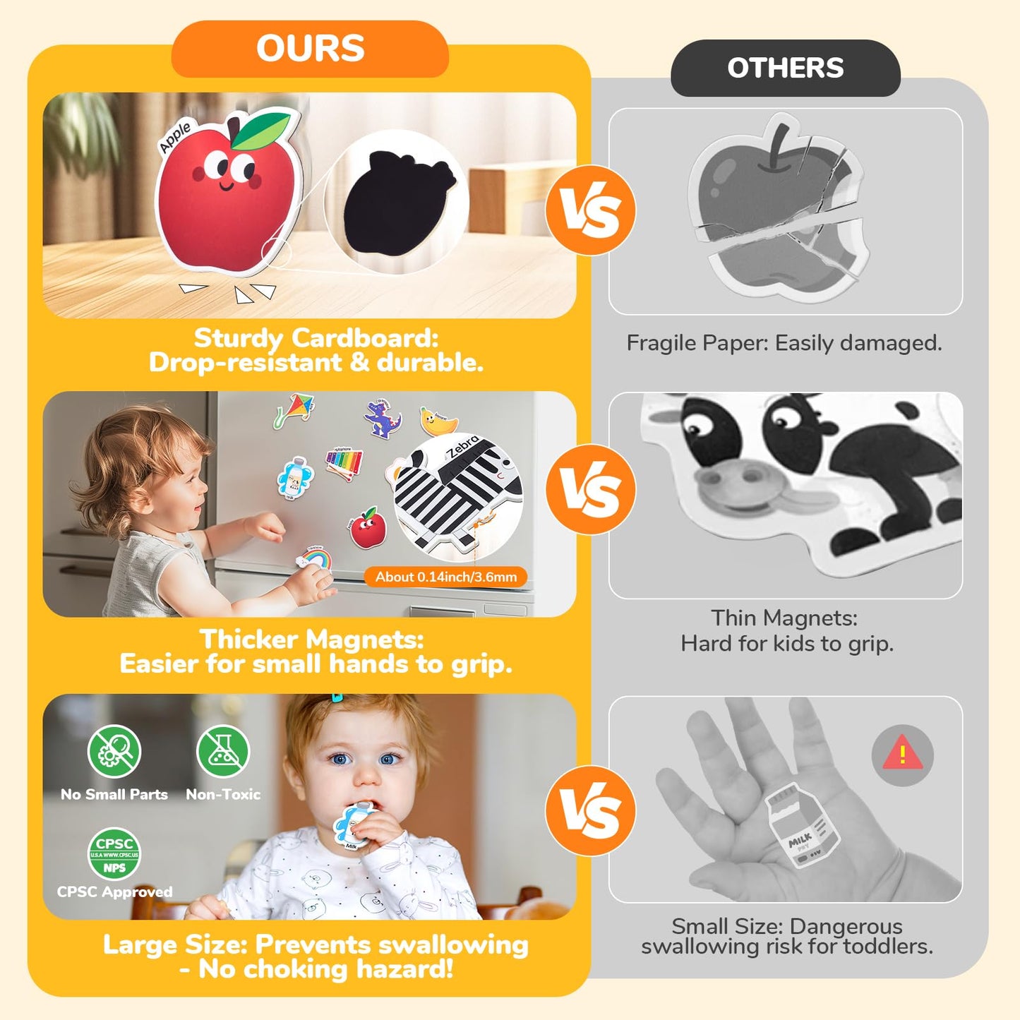 JoyCat Fridge Magnets for Toddlers & Kids – 26 Cute A-Z Objects, Large Magnetic Refrigerator Toys, Fun Educational Learning Gifts for Girls and Boys 2 3 4 5 Years Old