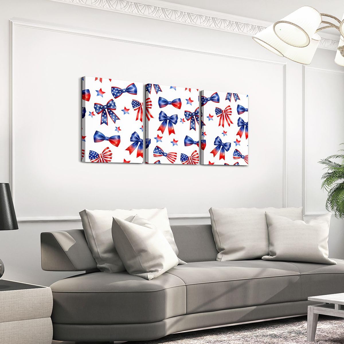 Feelyou Patriotic 250th Anniversary 3 Piece Canvas Wall Art for Living Room Bedroom 4th of July Wall Art for Home Decor American Flag Office Decor Artwork Red and Blue Star Print Picture Posters