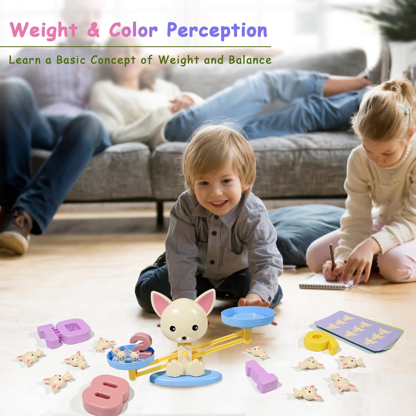 Puppy Balance Counting Toys, Cool Math Learning Games for Boys and Girls, Educational Number Toy Preschool Puppy Balance Counting Toy, Fun Children's Gift STEM Math Games Toys for Kids Age 3+(63 PCS)