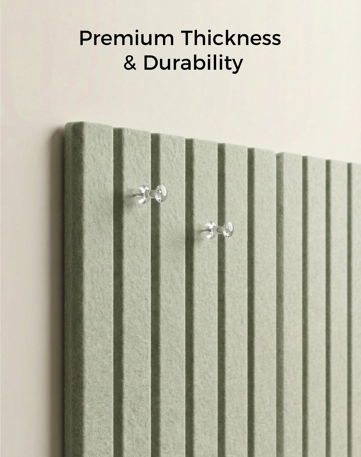 Aothia 12-Pack Felt Bulletin Board Tiles 48"x36", Modular Pin Board for Smooth Walls, Cork Board Alternative for Notes & Photos, 0.35" Thick, 70 Adhesive Tabs & 40 Pins, Sage Green