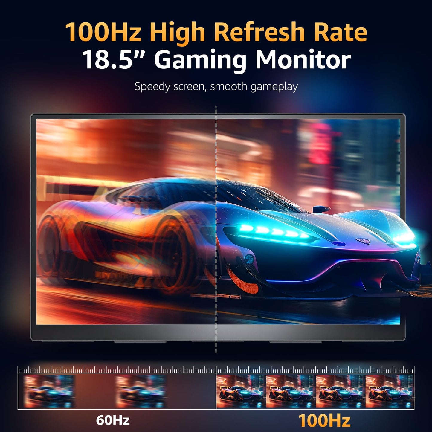 Upperizon Portable Monitor 18.5 inch FHD 125% sRGB 100Hz IPS HDR HDMI USB-C Travel Monitor for Laptop MacBook PC Surface PS5 Xbox, Large External Display with Kickstand & Speakers, VESA Compatible