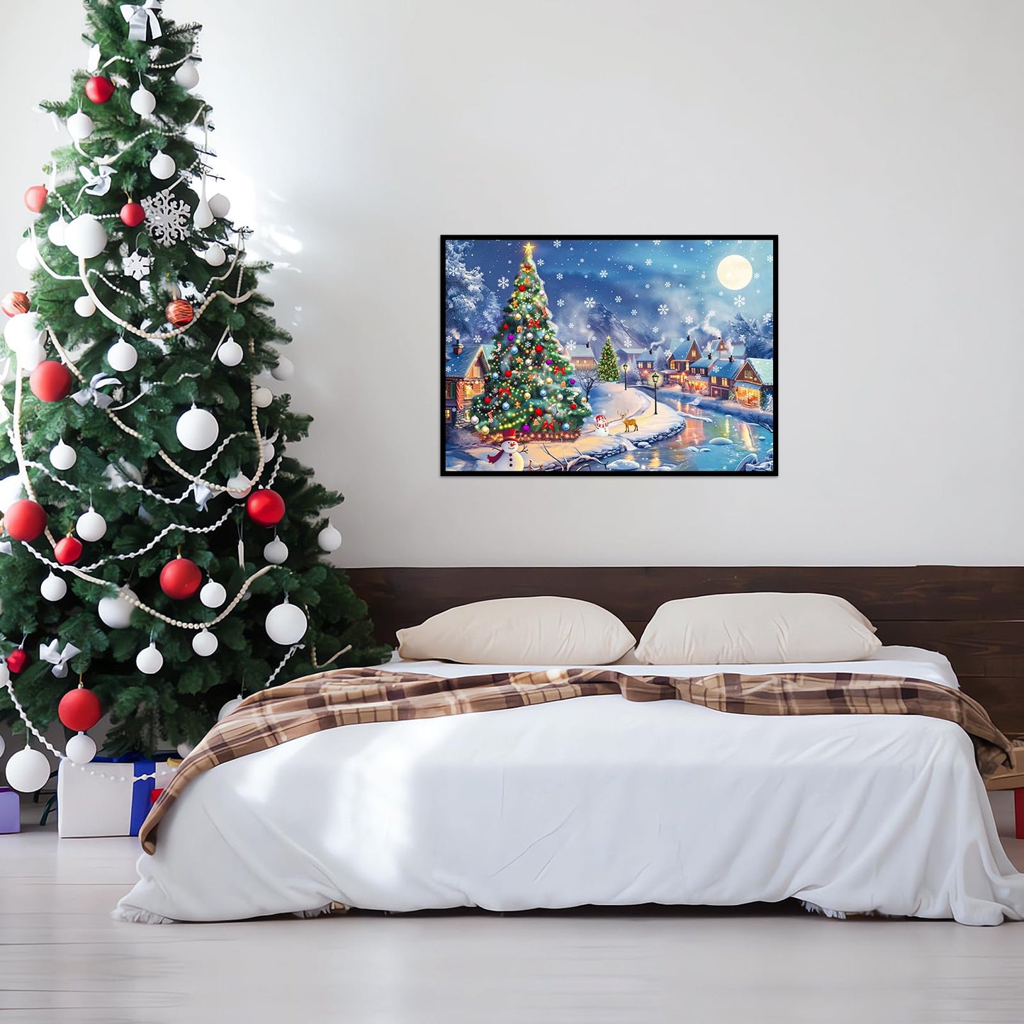 MBOQIU 1000 Piece Puzzle for Adults - Christmas Village Christmas Puzzle, Letters on Back, Snowy Christmas Vacation Jigsaw Puzzles, Challenging Puzzles for Teens Seniors - 27.6 x 19.7 inches