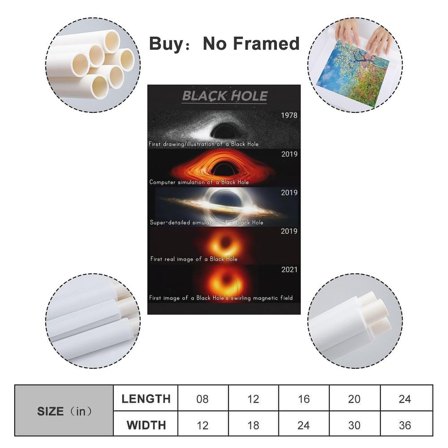 CYPGTBCK Black Hole Poster Outer Space Solar System Astronomy Knowledge Canvas Wall Art Aesthetic Decorative Painting Living Roomstyle 12x18inch(30x45cm)