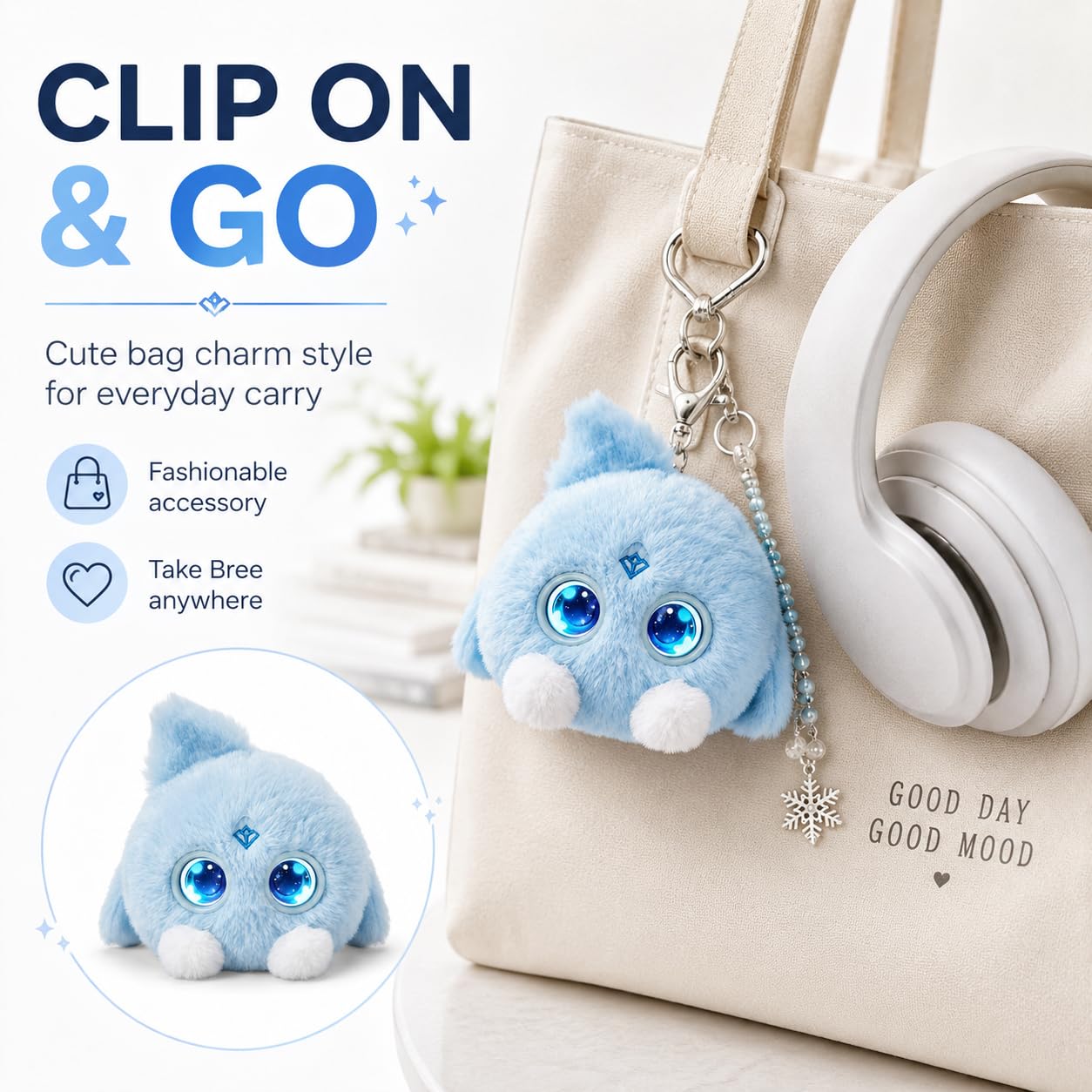 OKIVIVI AI Plush Companion, GPT-Powered Voice Chat Stuffed Toy with Conversation Memory, Expressive LED Eyes and Touch Response, Cute Stuffies Interactive AI Toys Gift for Teens